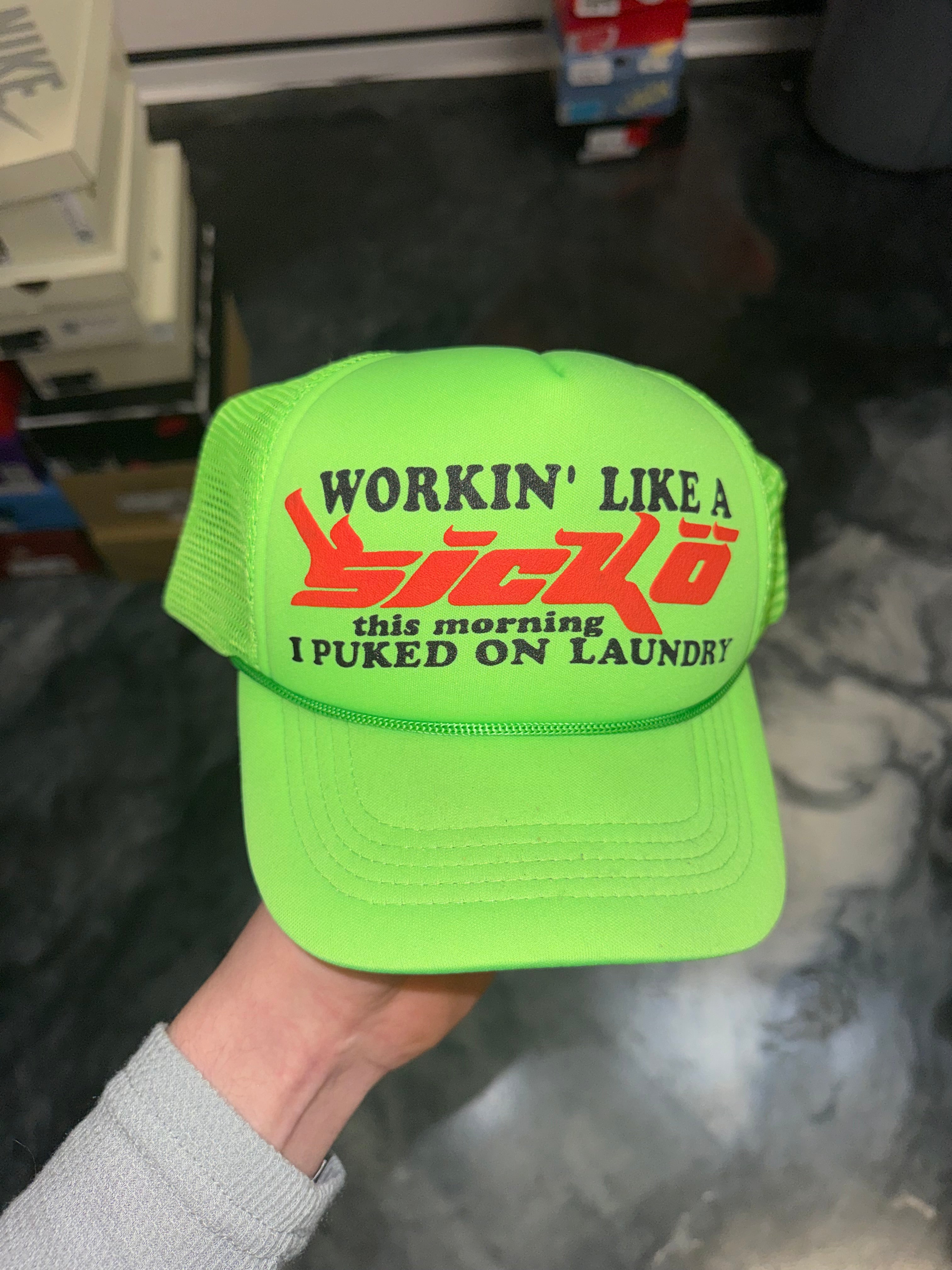 Size OS Sicko Trucker Hat “Neon/Red”