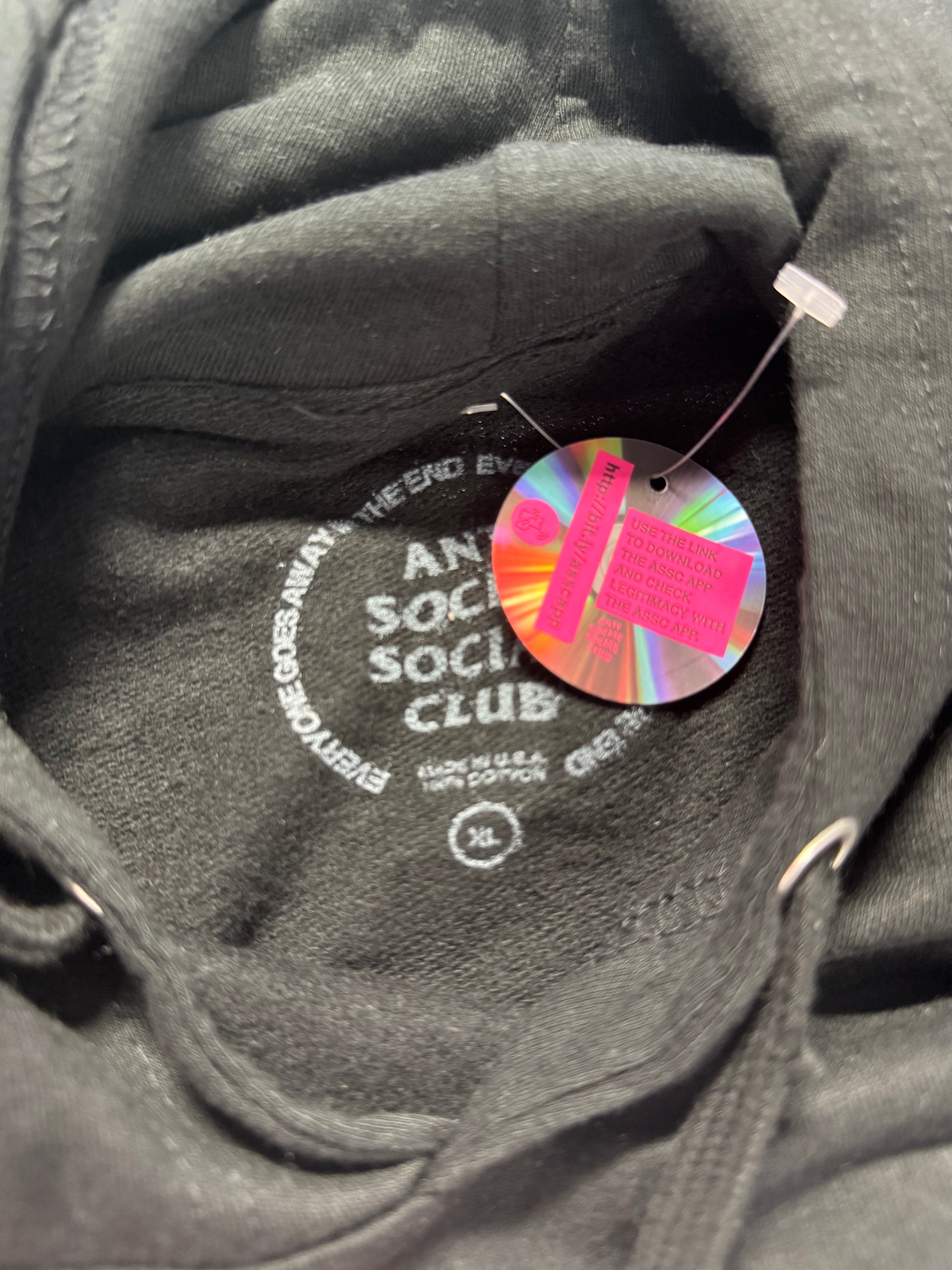Size XL Fragment x ASSC Hoodie “Black” Brand New