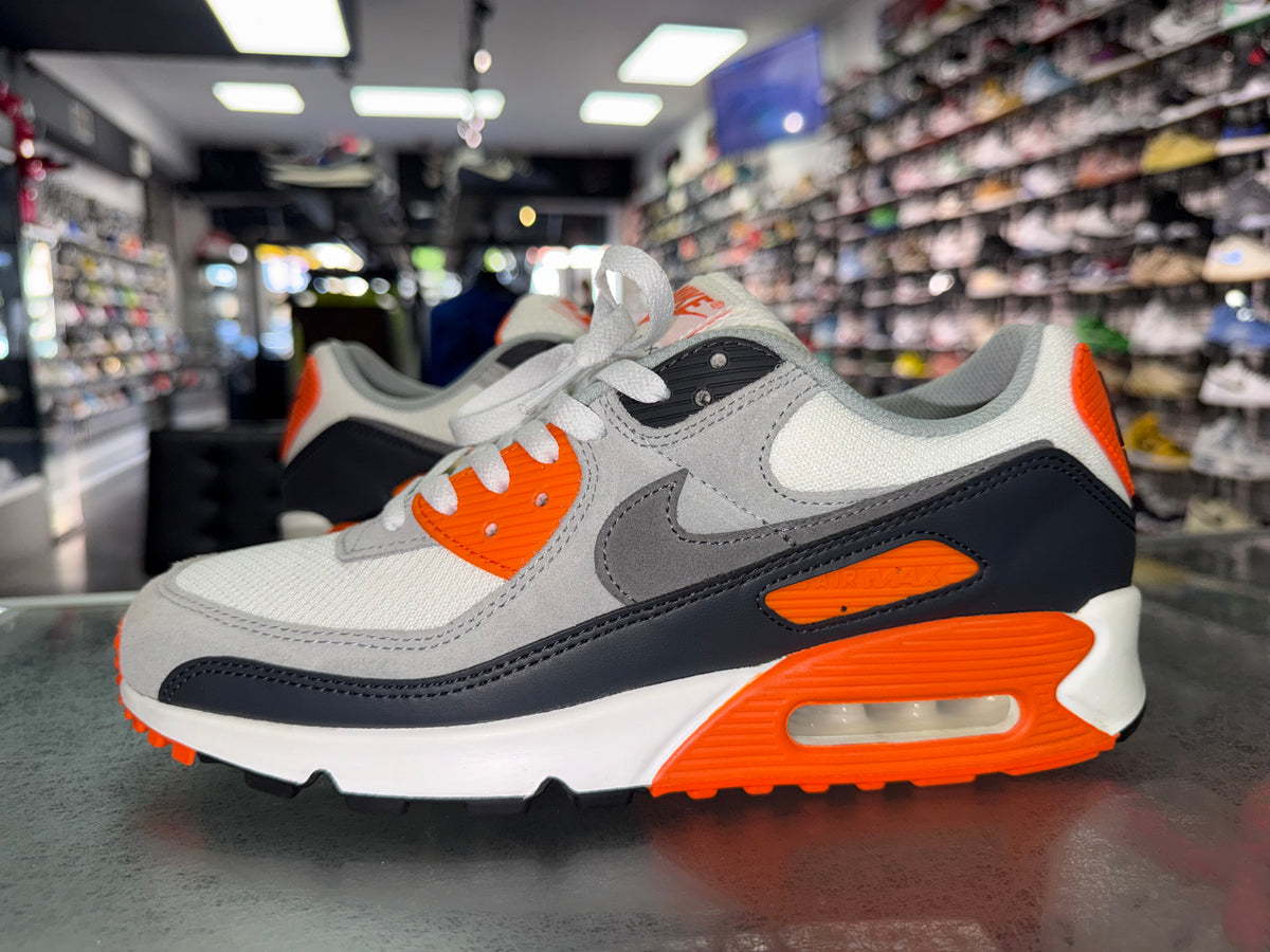 Size 9.5 Air Max 90 “Safety Orange/Smoke Grey”