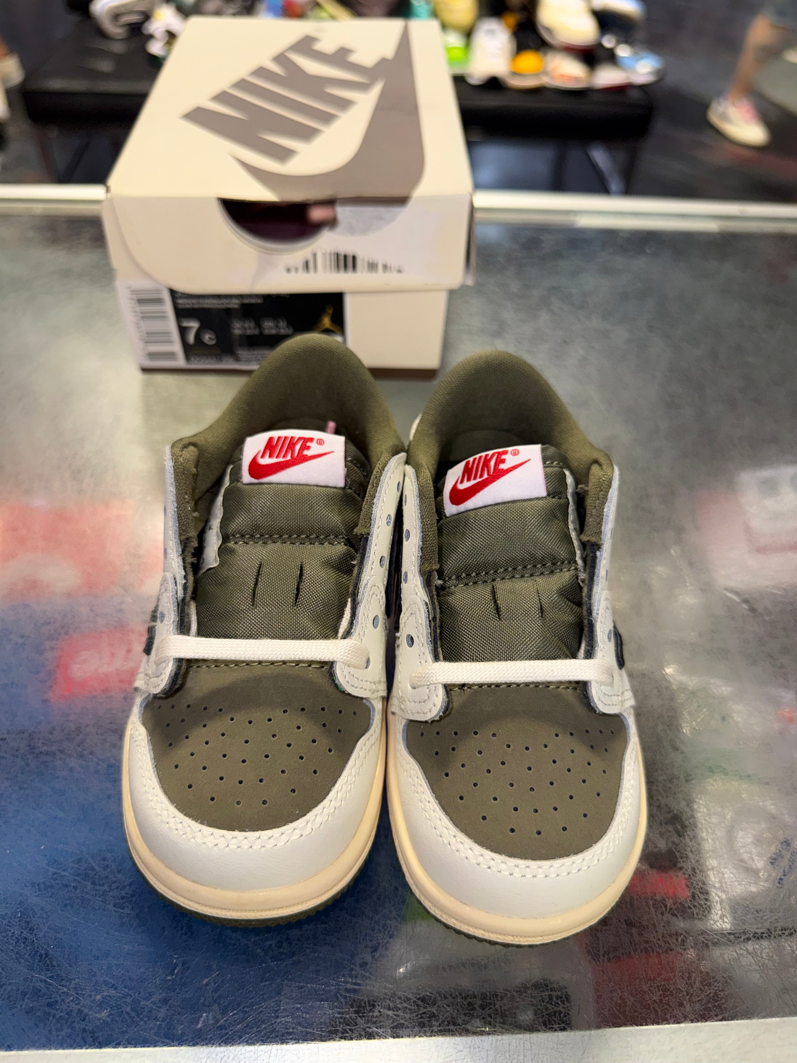 Size 7c Air Jordan 1 Low Travis Scott "Medium Olive" Brand New (TD)