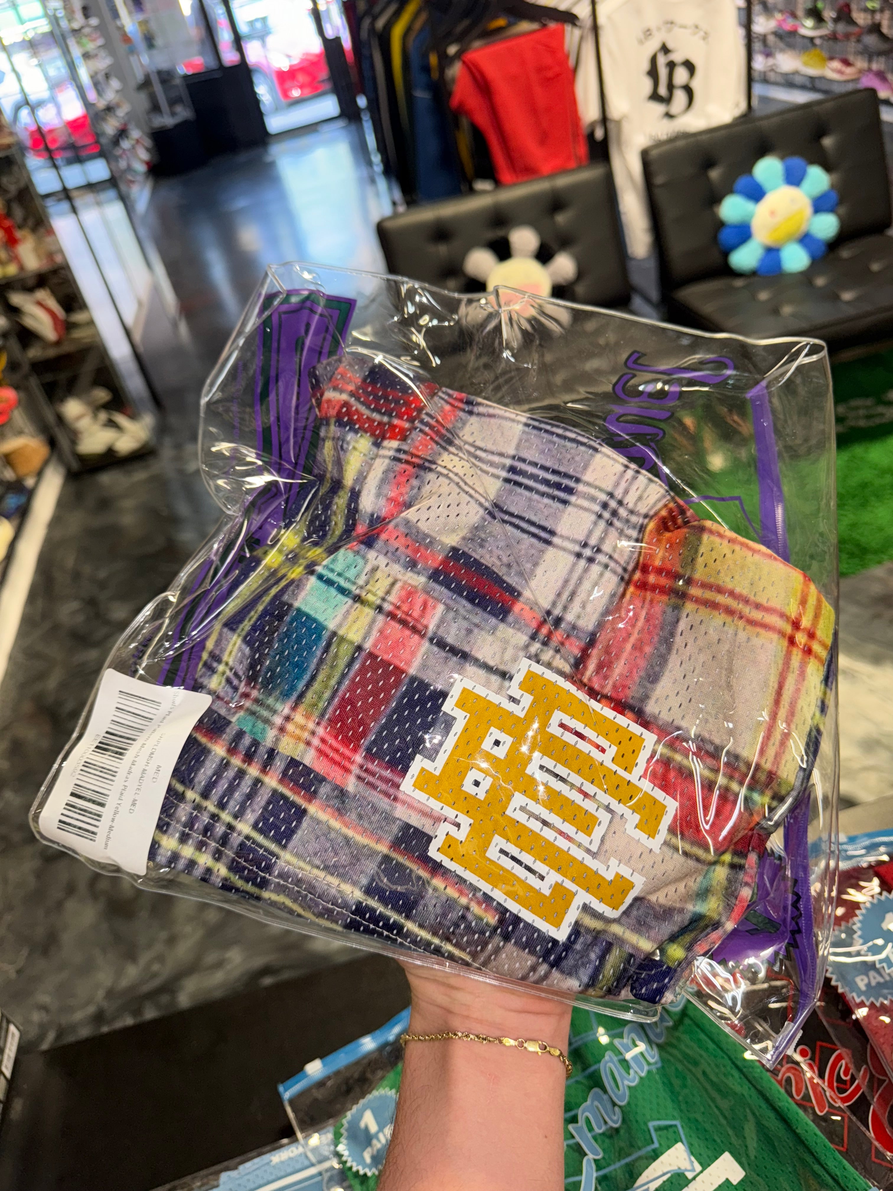 Size M Eric Emanuel EE Shorts “Plaid Pattern” Brand New