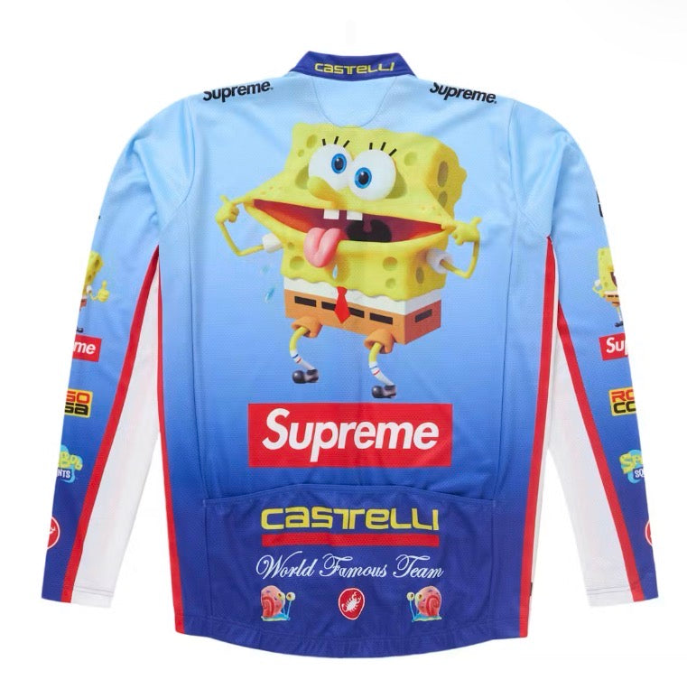Size XL (Fits L) Supreme x Castelli SpongeBob Cycling Jersey “Blue” Brand New