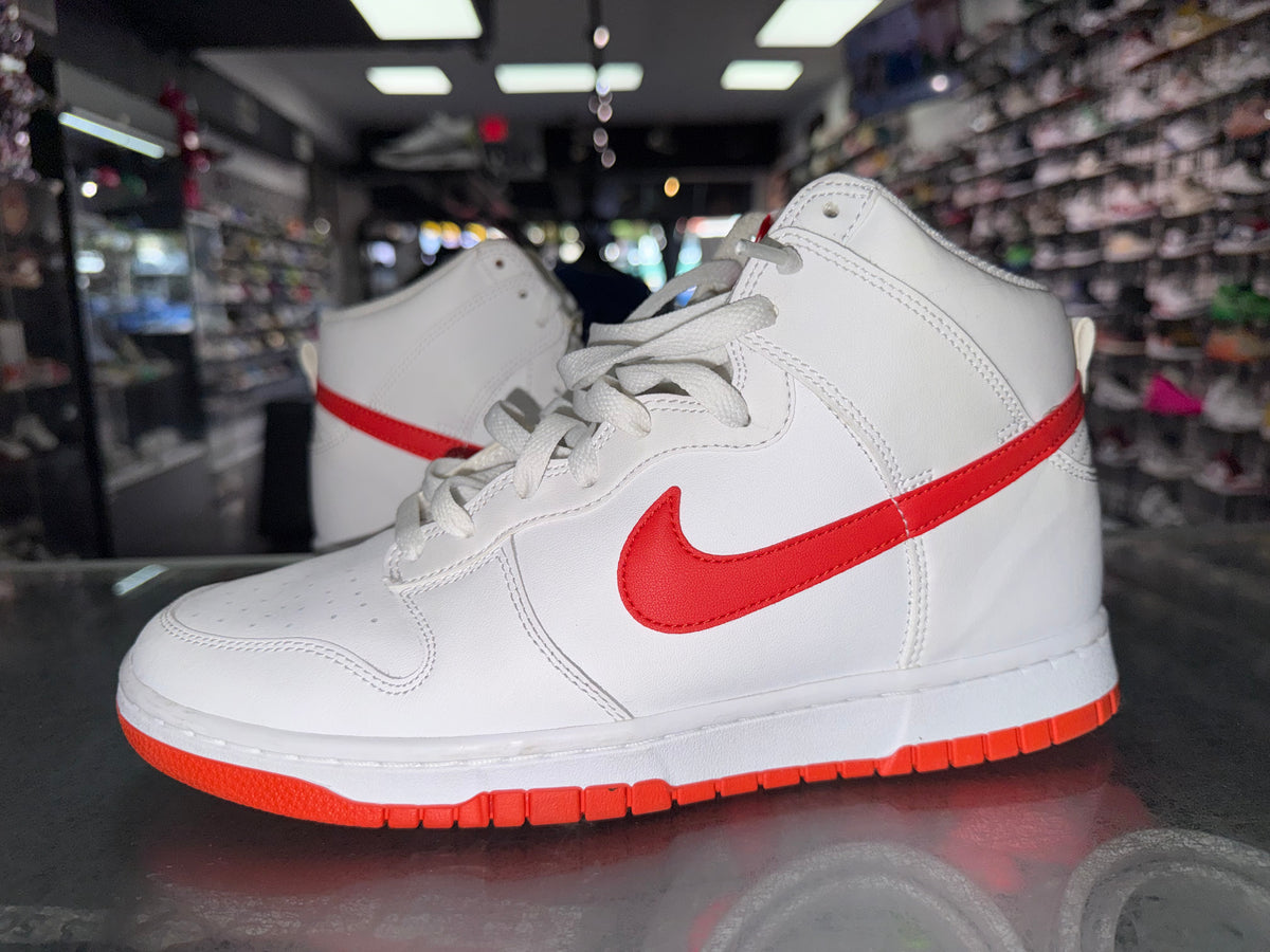 Size 9 Dunk High "White Picante Red"