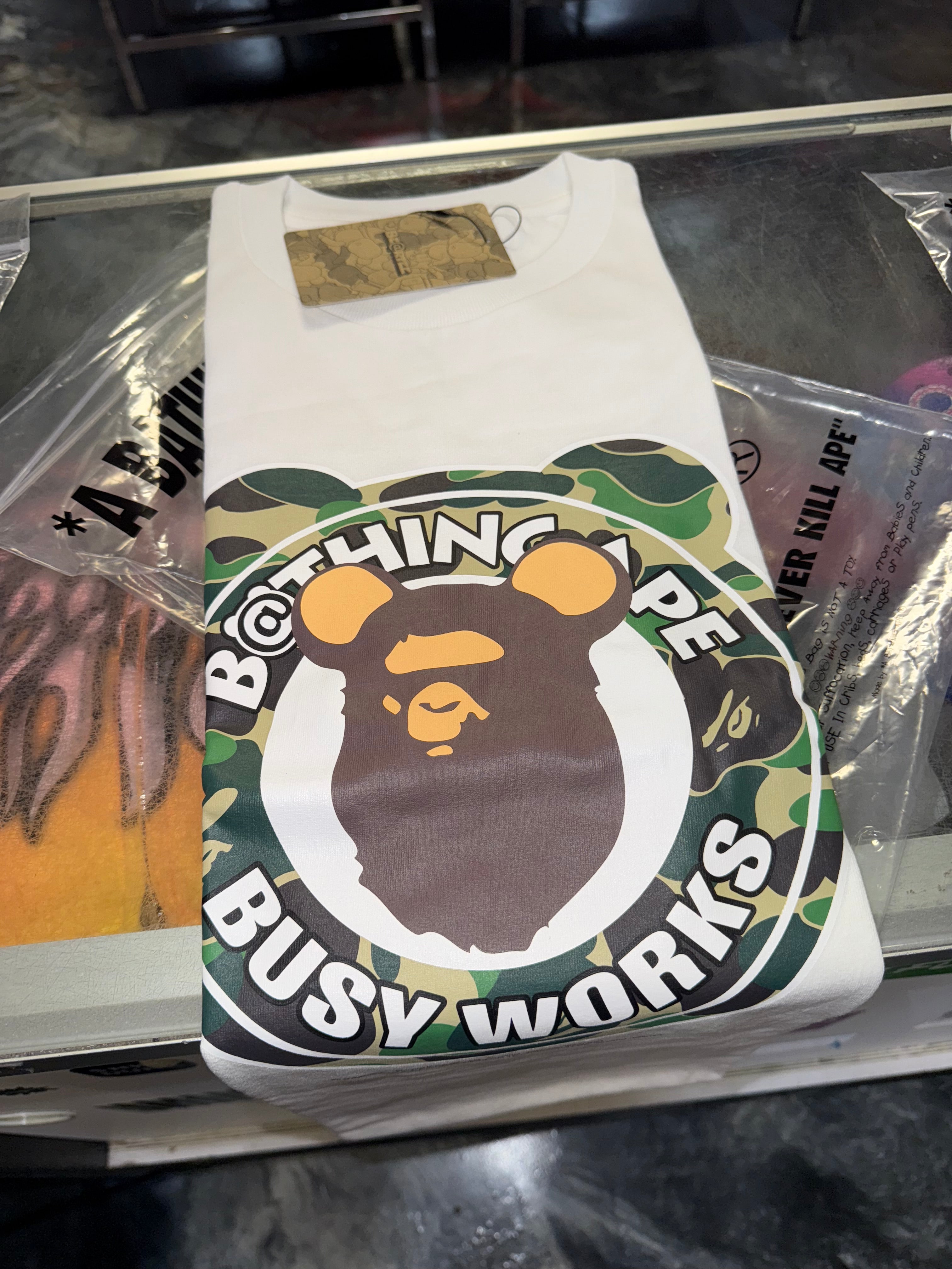 Size M Bape Medicom Toy Busy Works Tee "White Camo" Brand New