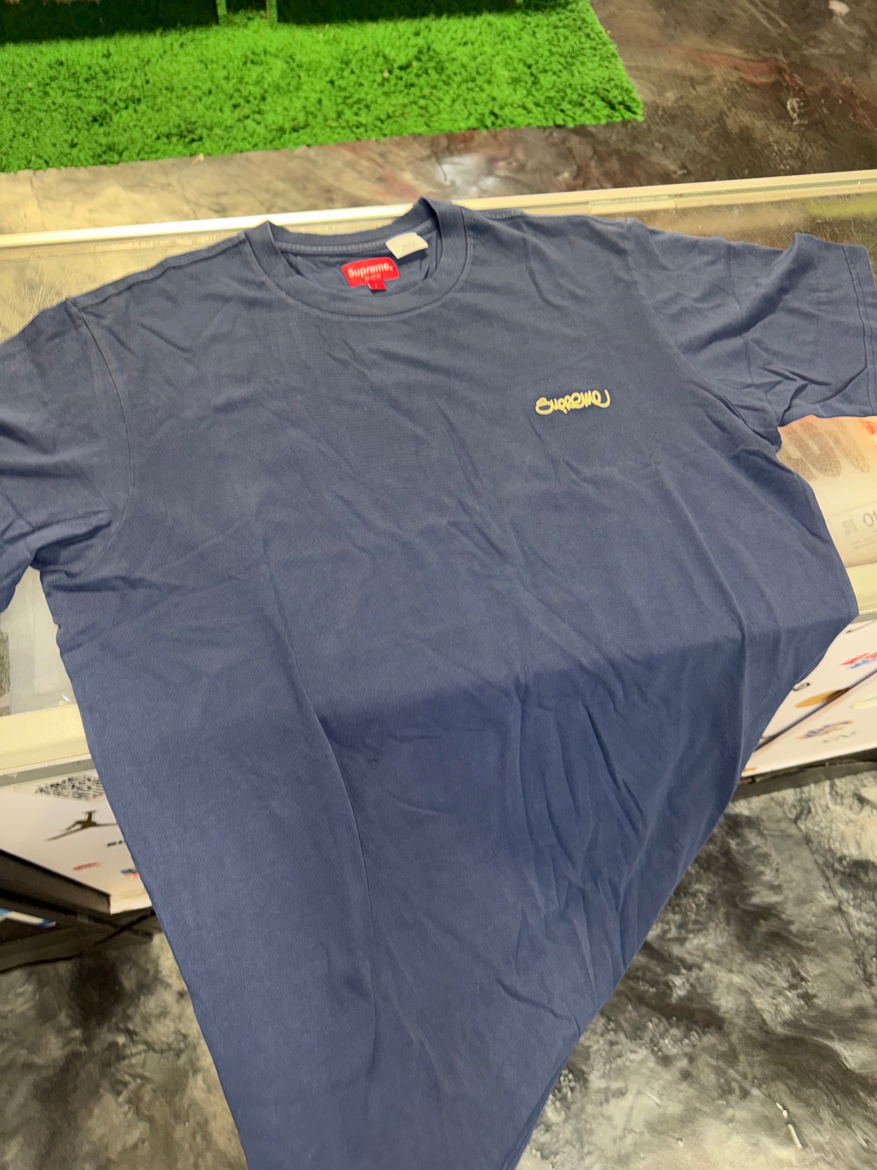 Size L Supreme Handstyle Tee “Blue” Brand New