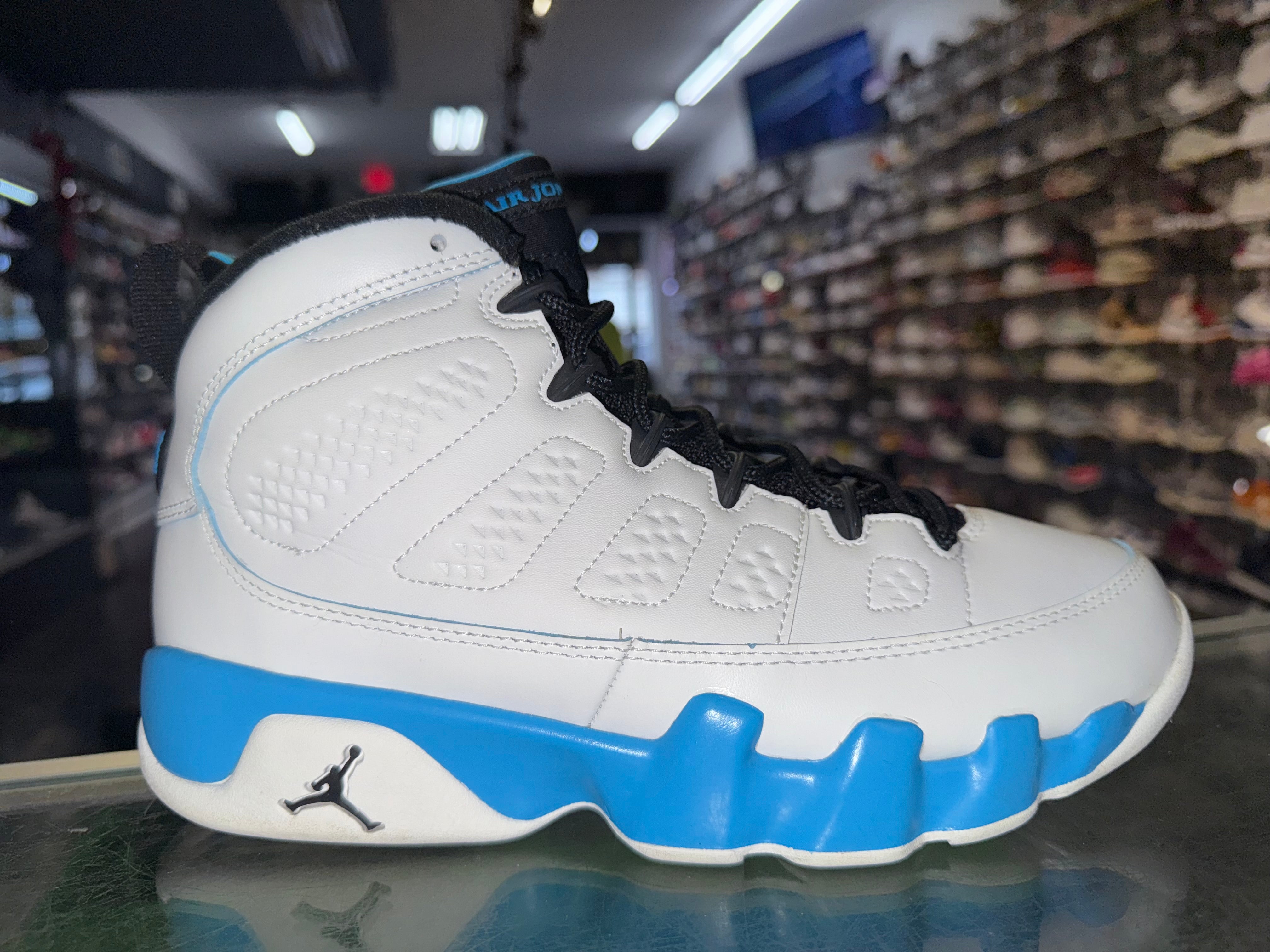 Size 6.5y Air Jordan 9 “Powder Blue”