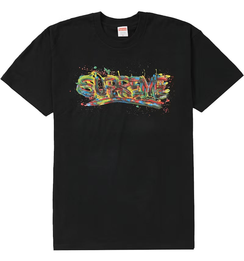 Size M Supreme Paint Logo Tee “Black” Brand New
