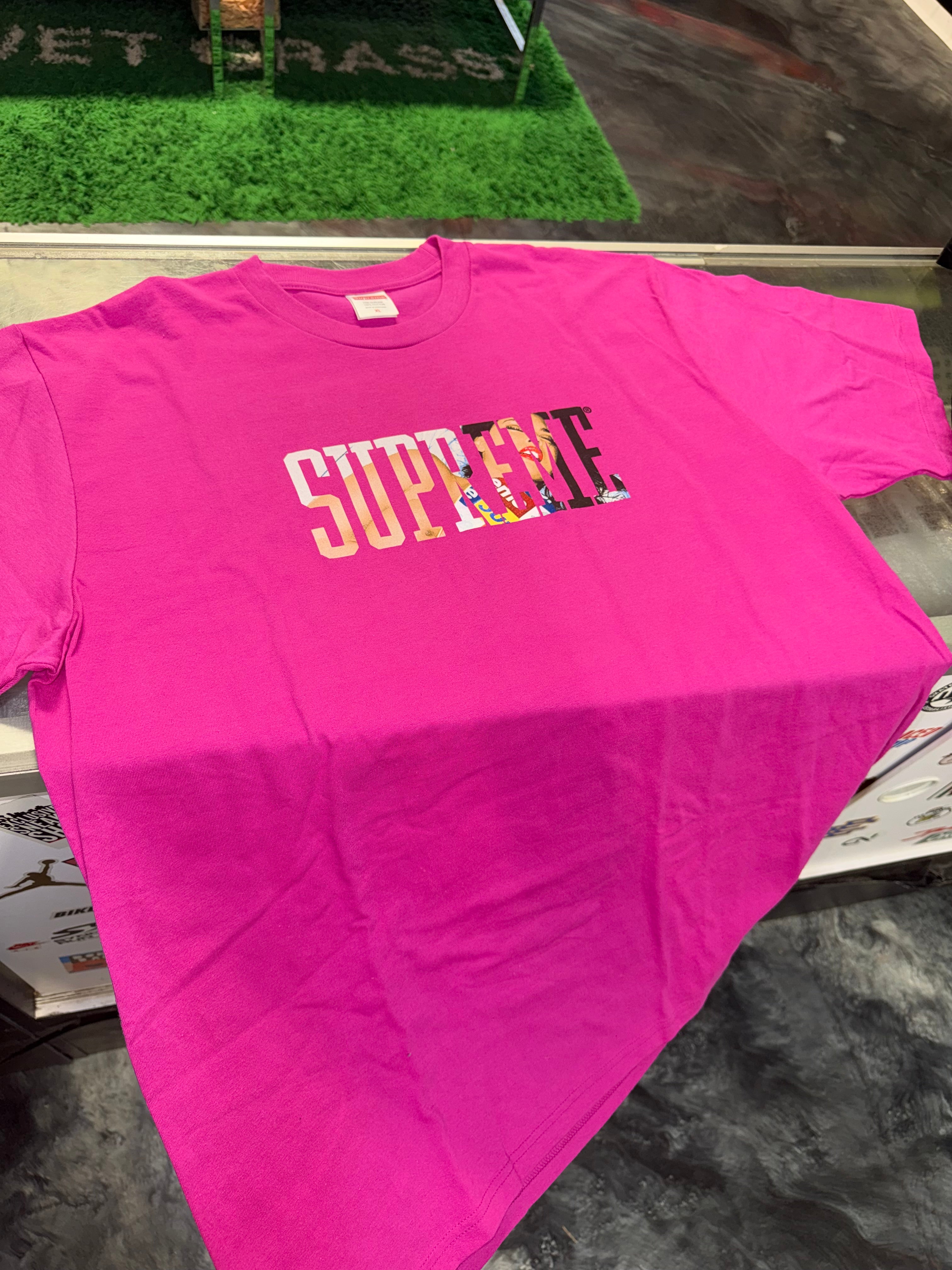 Size XL Supreme Collegiate Tee “Magenta” Brand New