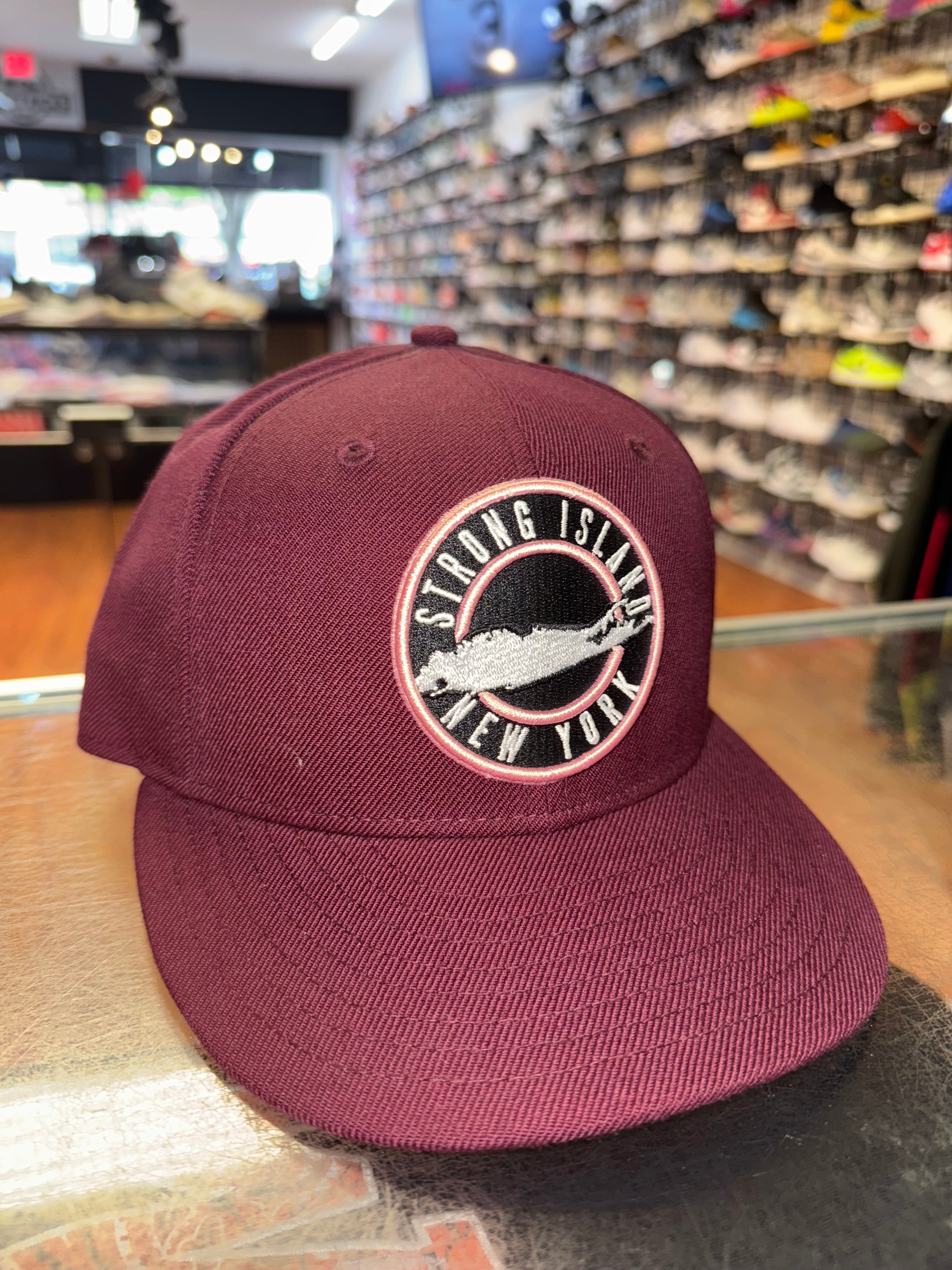 Size 7 1/4 Maroon Strong Island Fitted