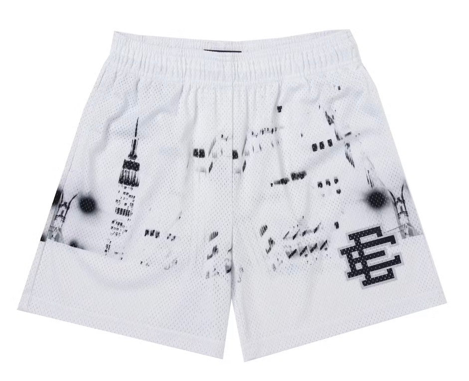 Size M Eric Emanuel EE Shorts “City Skyline White” Brand New
