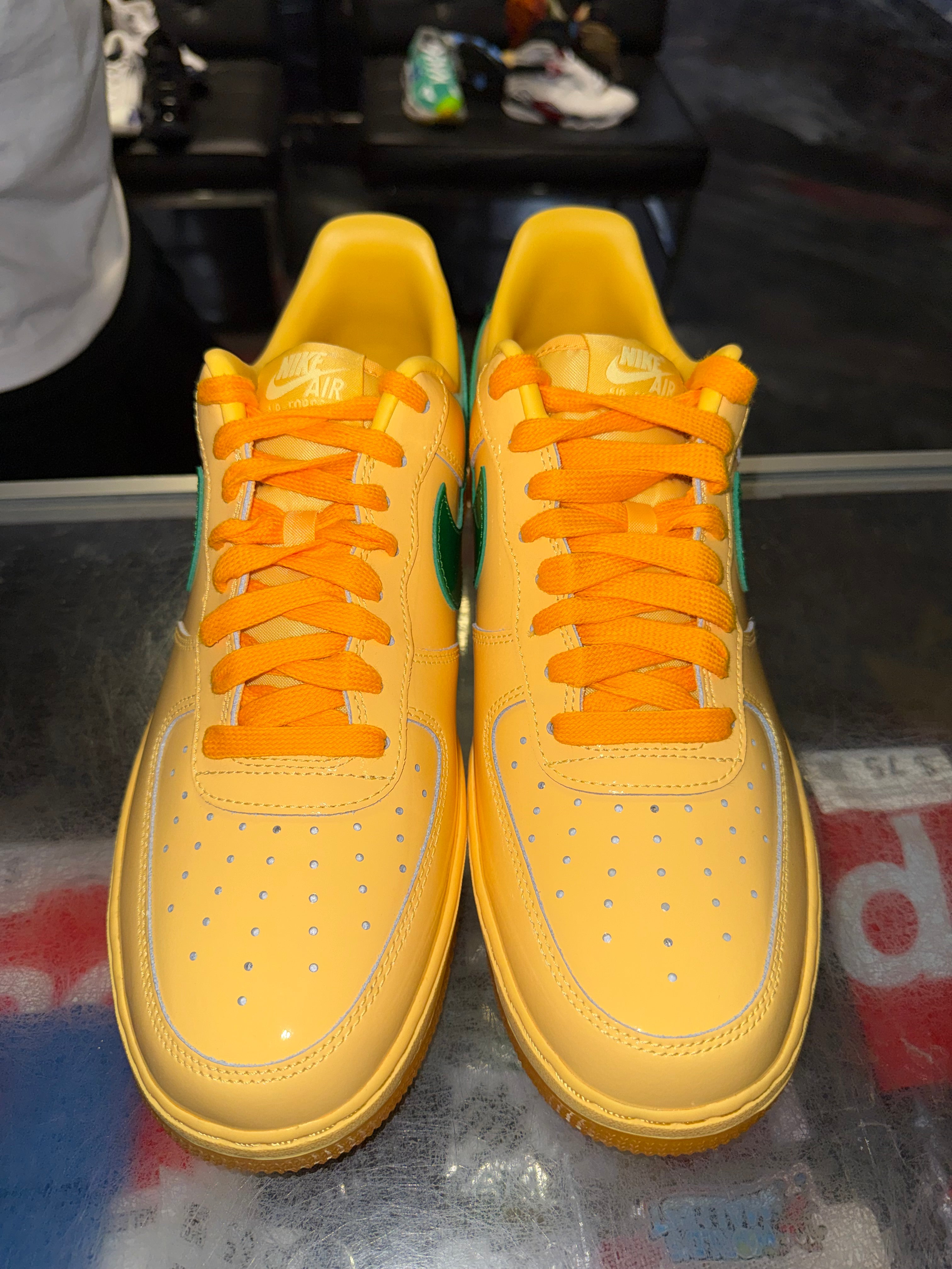 Size 11 Air Force 1 Patent Leather "Topaz Gold Pine Green" Brand New