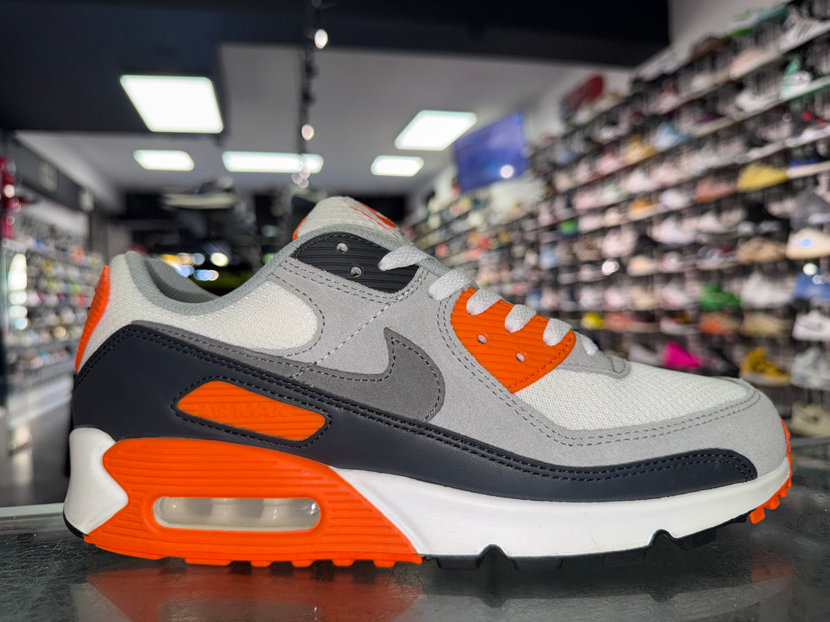 Size 9.5 Air Max 90 “Safety Orange/Smoke Grey”
