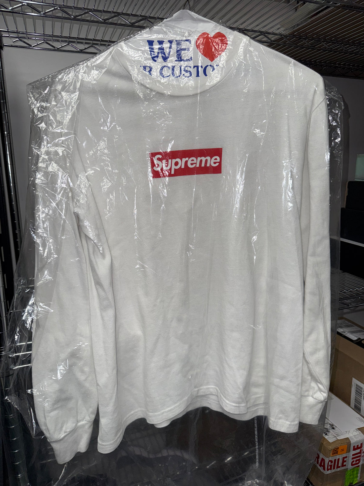 Size M Supreme Box Logo Long Sleeve Tee “White”
