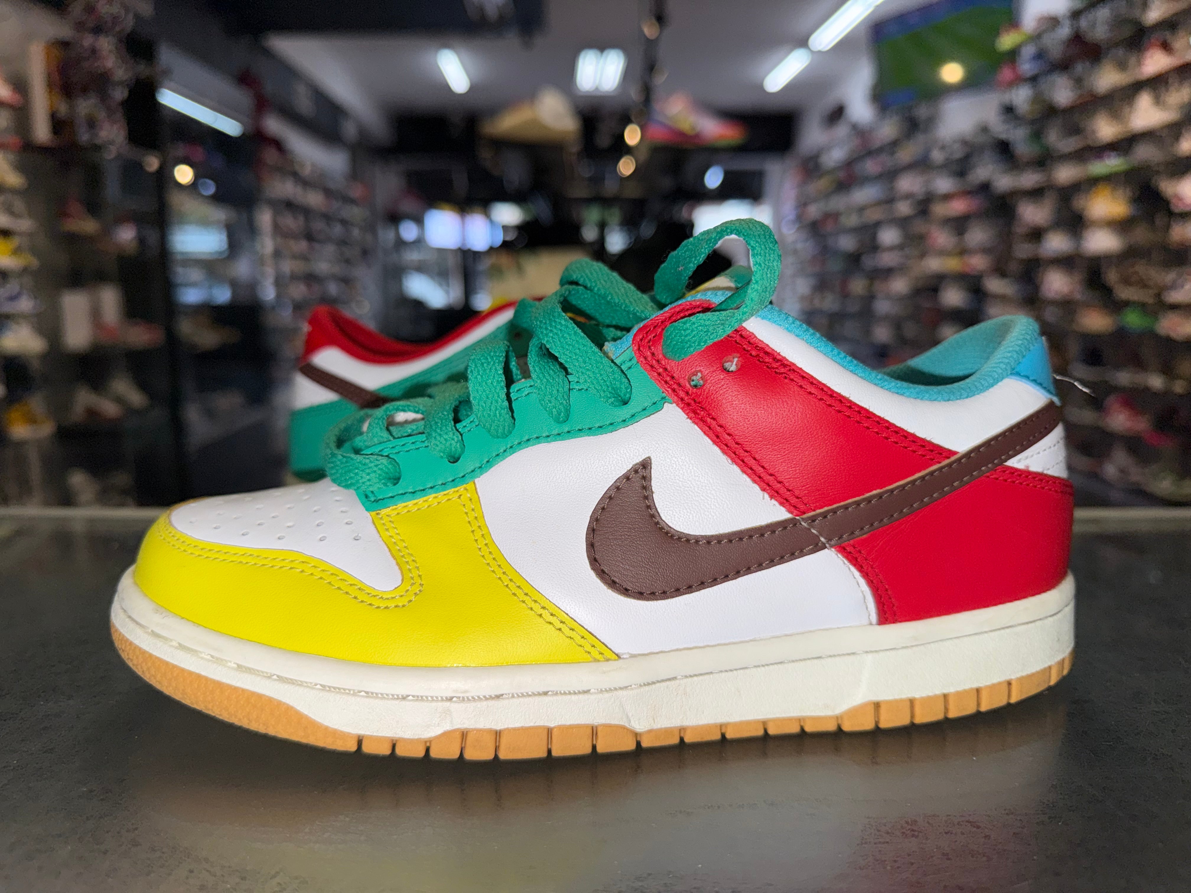 Size 5.5y Dunk Low “Free 99 White”