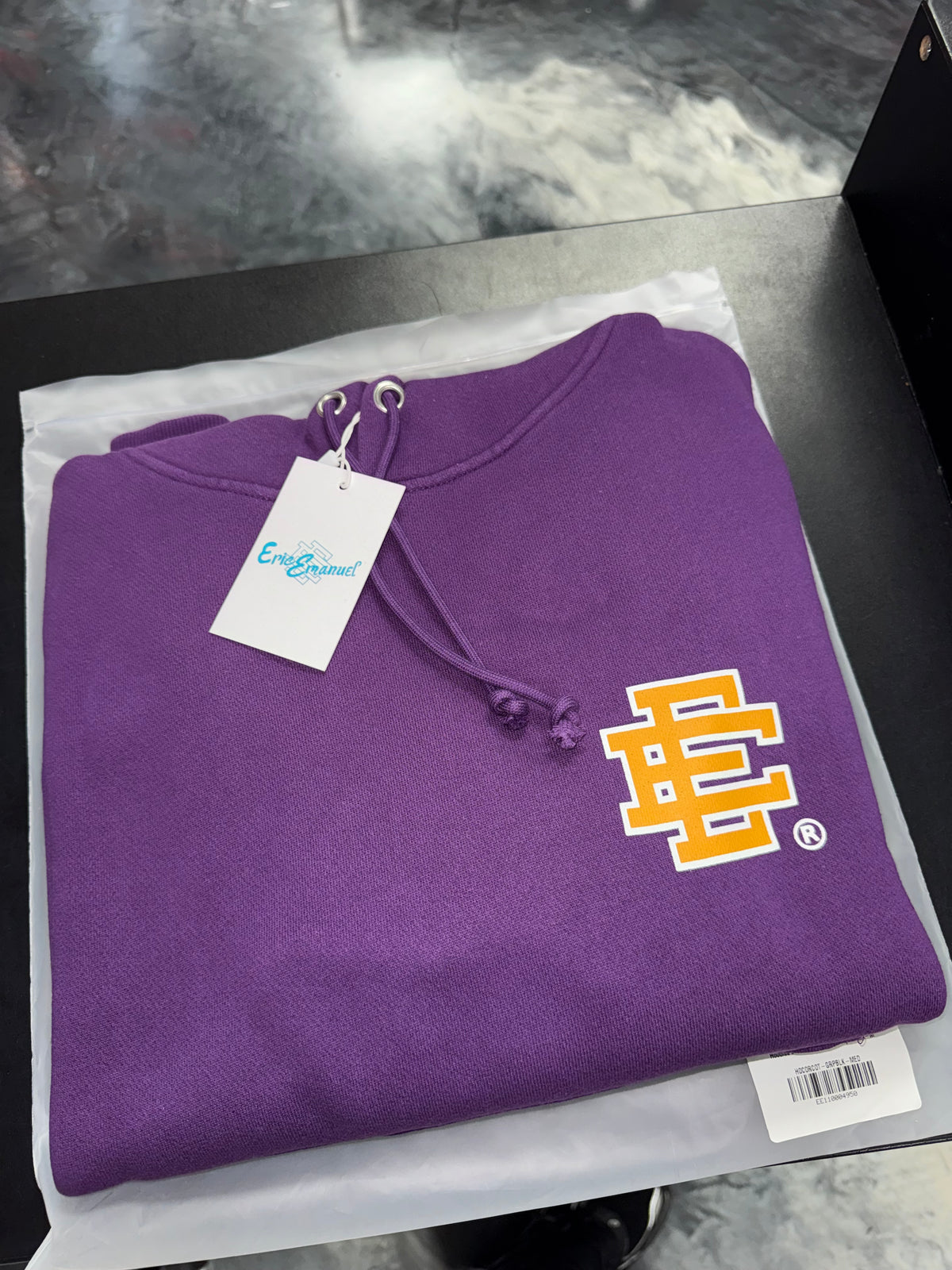 Size M Eric Emanuel EE Hoodie “Purple/Yellow” Brand New