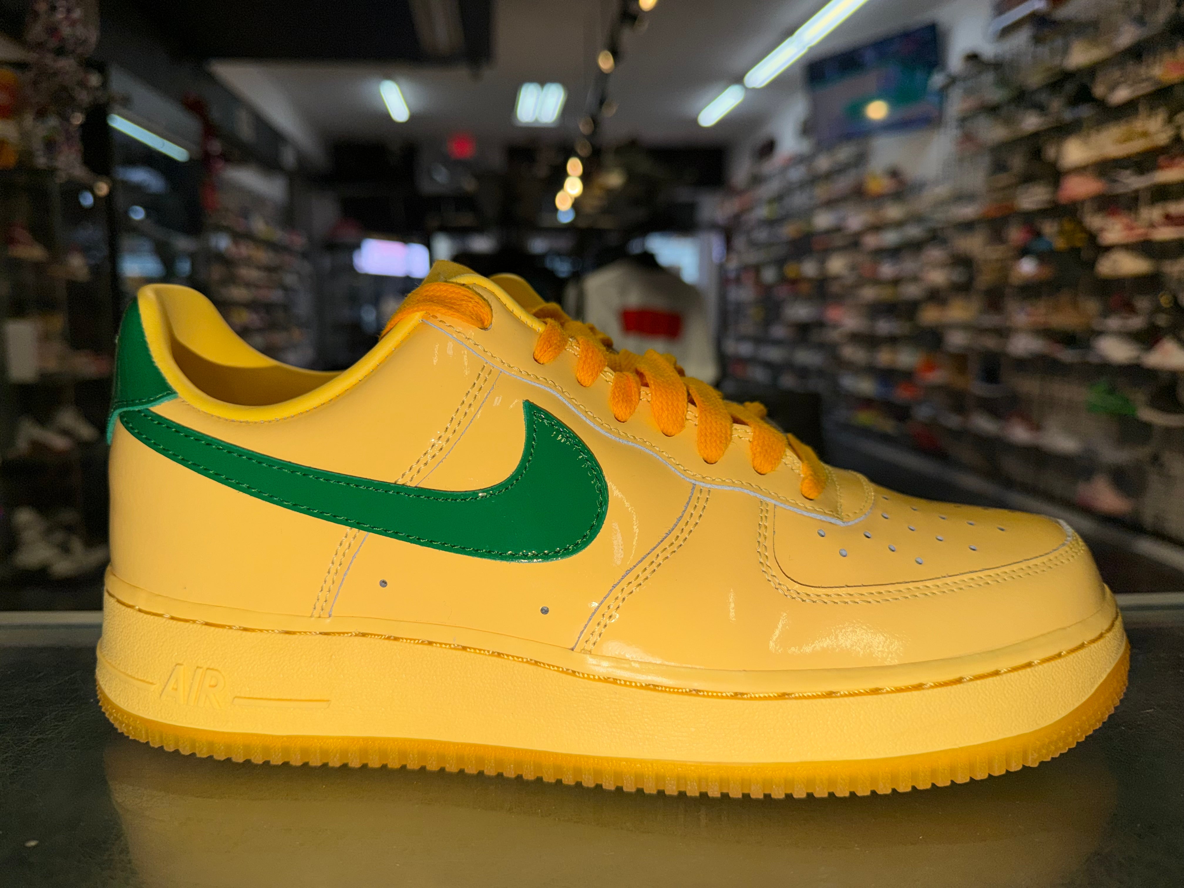 Size 9.5 Air Force 1 Patent Leather "Topaz Gold Pine Green"
