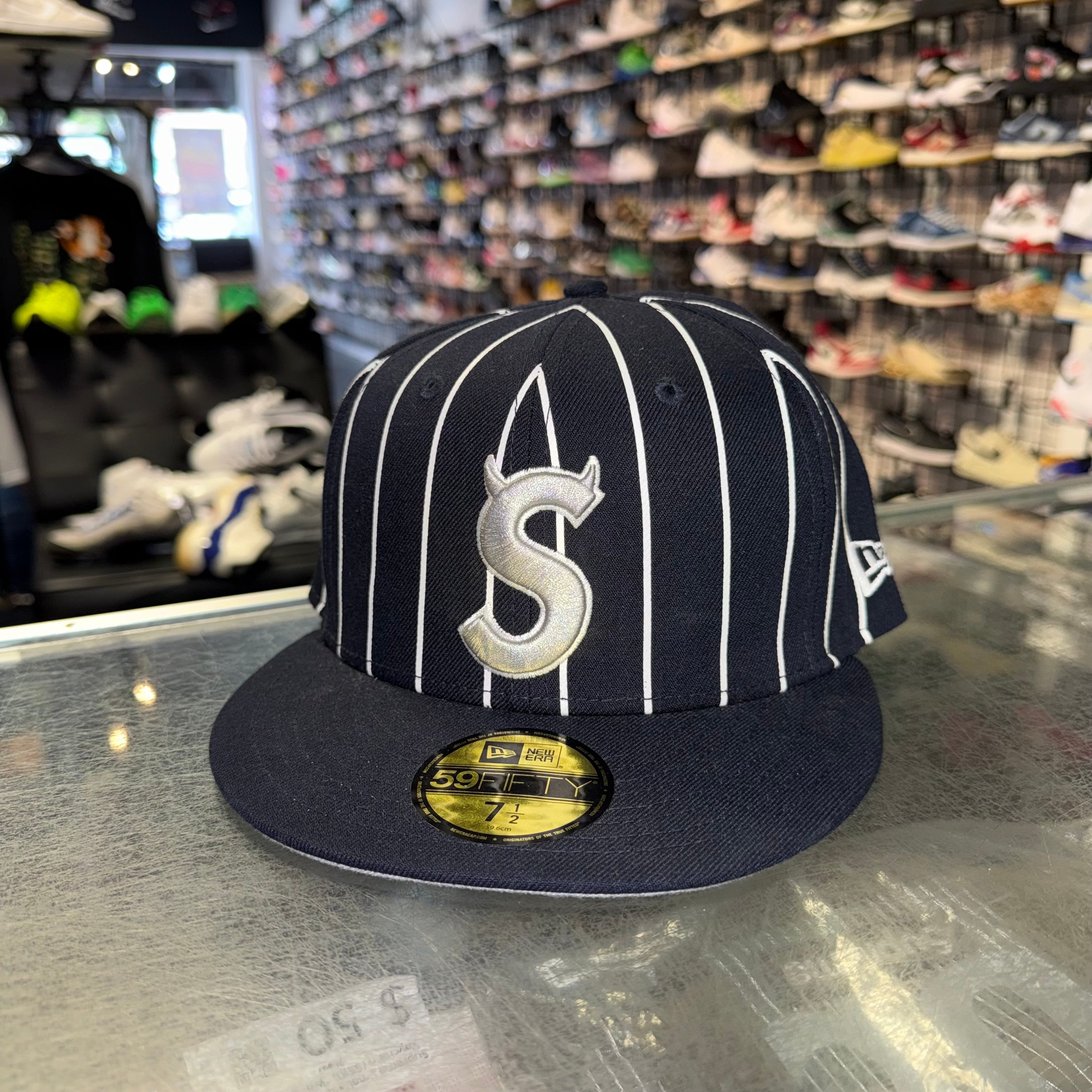 Size 7 1/2 Supreme New Era Fitted Hat “Striped” Brand New
