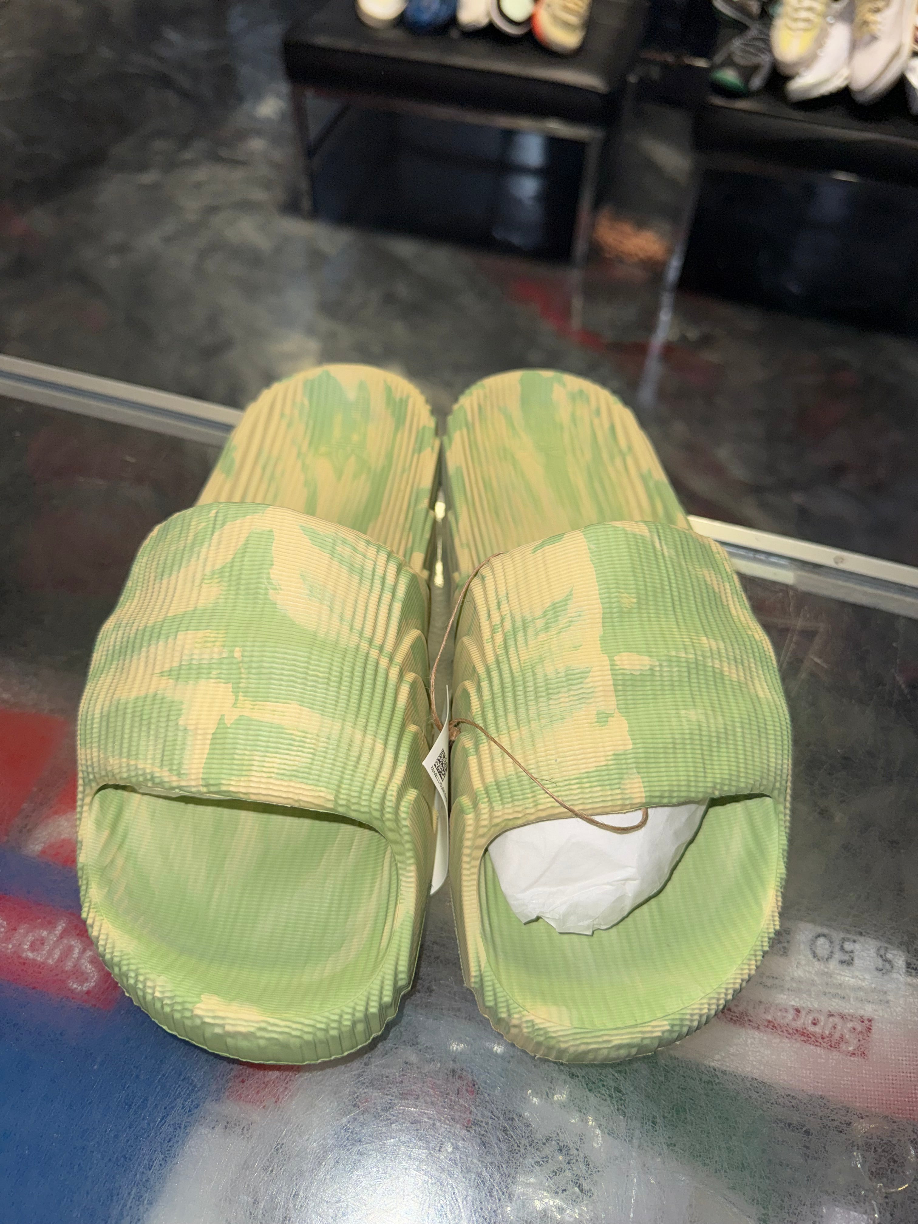 Size 9 Adidas Adilette 22 Slides "Magic Lime Desert Sand" Brand New