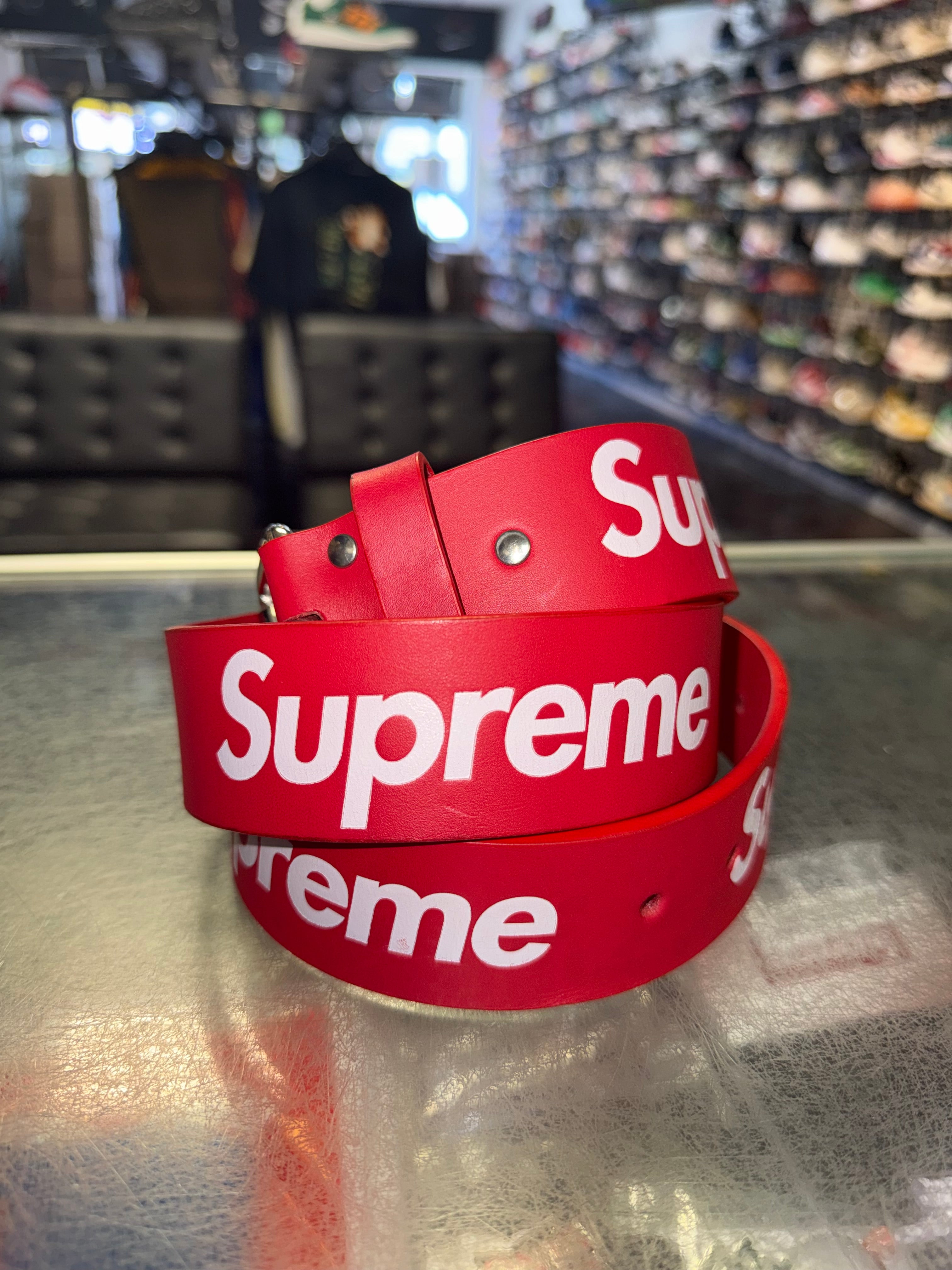 Size S/M (28-32) Supreme Repeat Leather Belt “Red”
