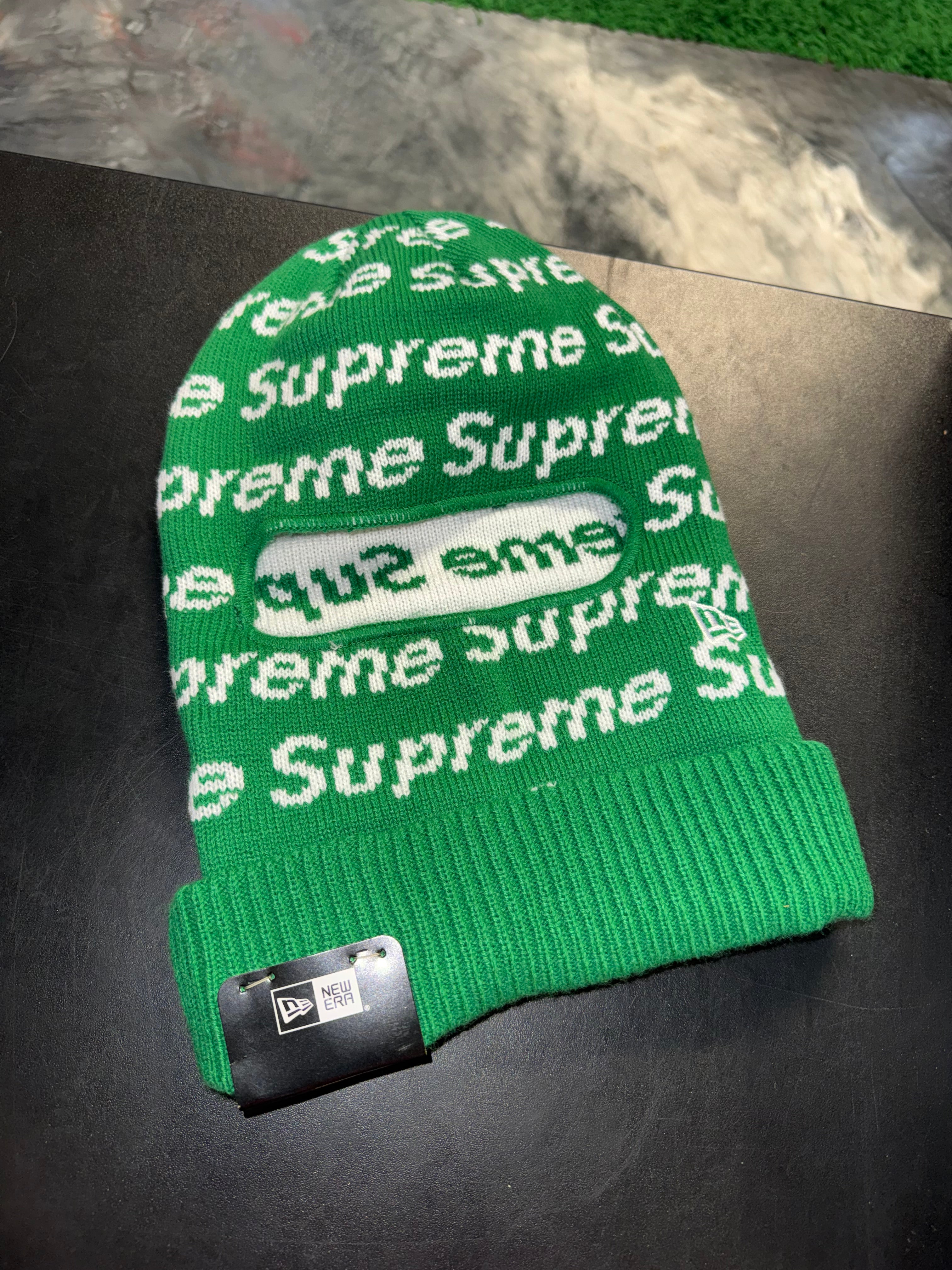 Size OS Supreme New Era Repeat Logo Balaclava “Green” Brand New