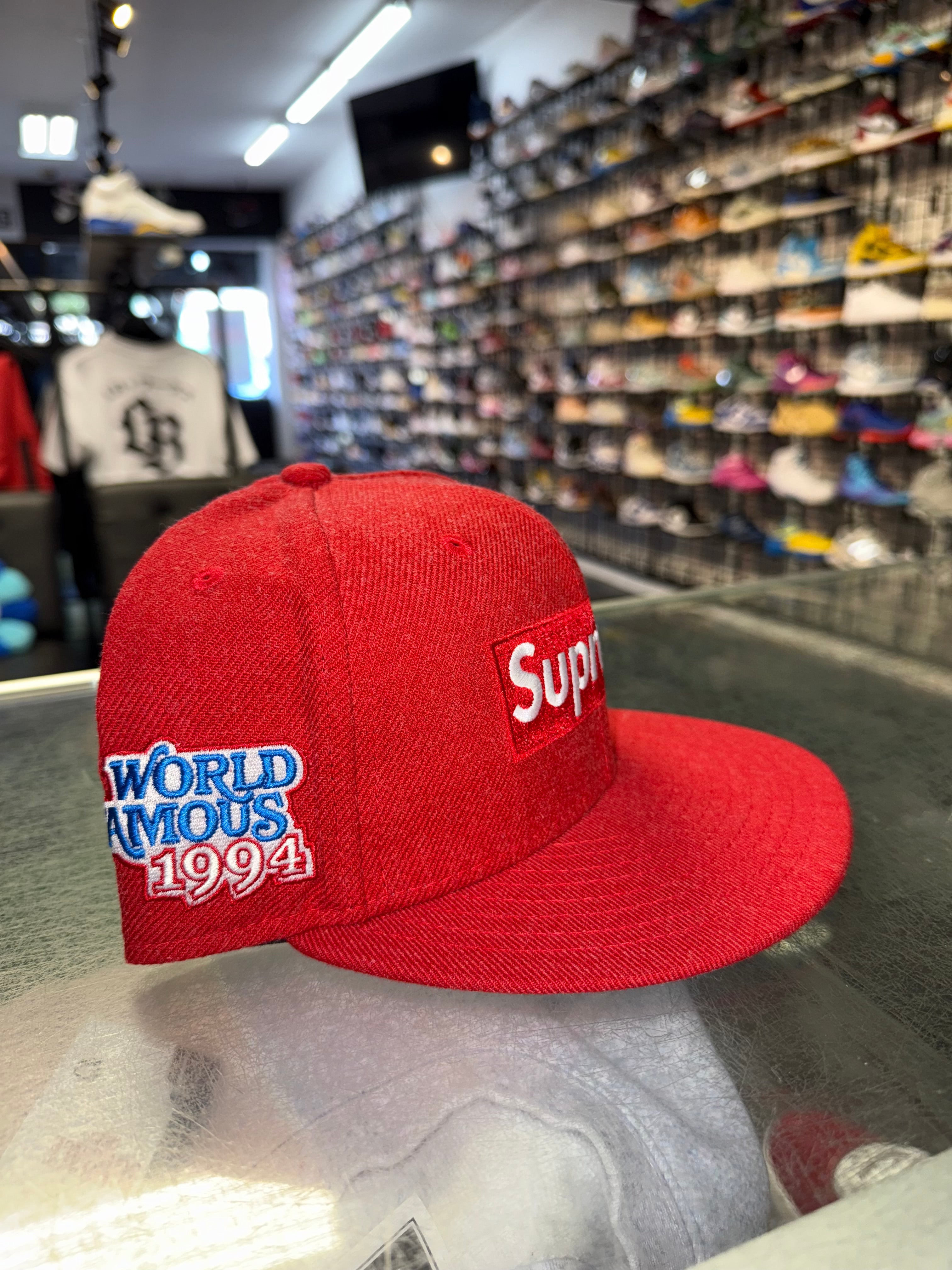Size 7 1/8 Supreme World Famous Fitted Hat “Red” Brand New