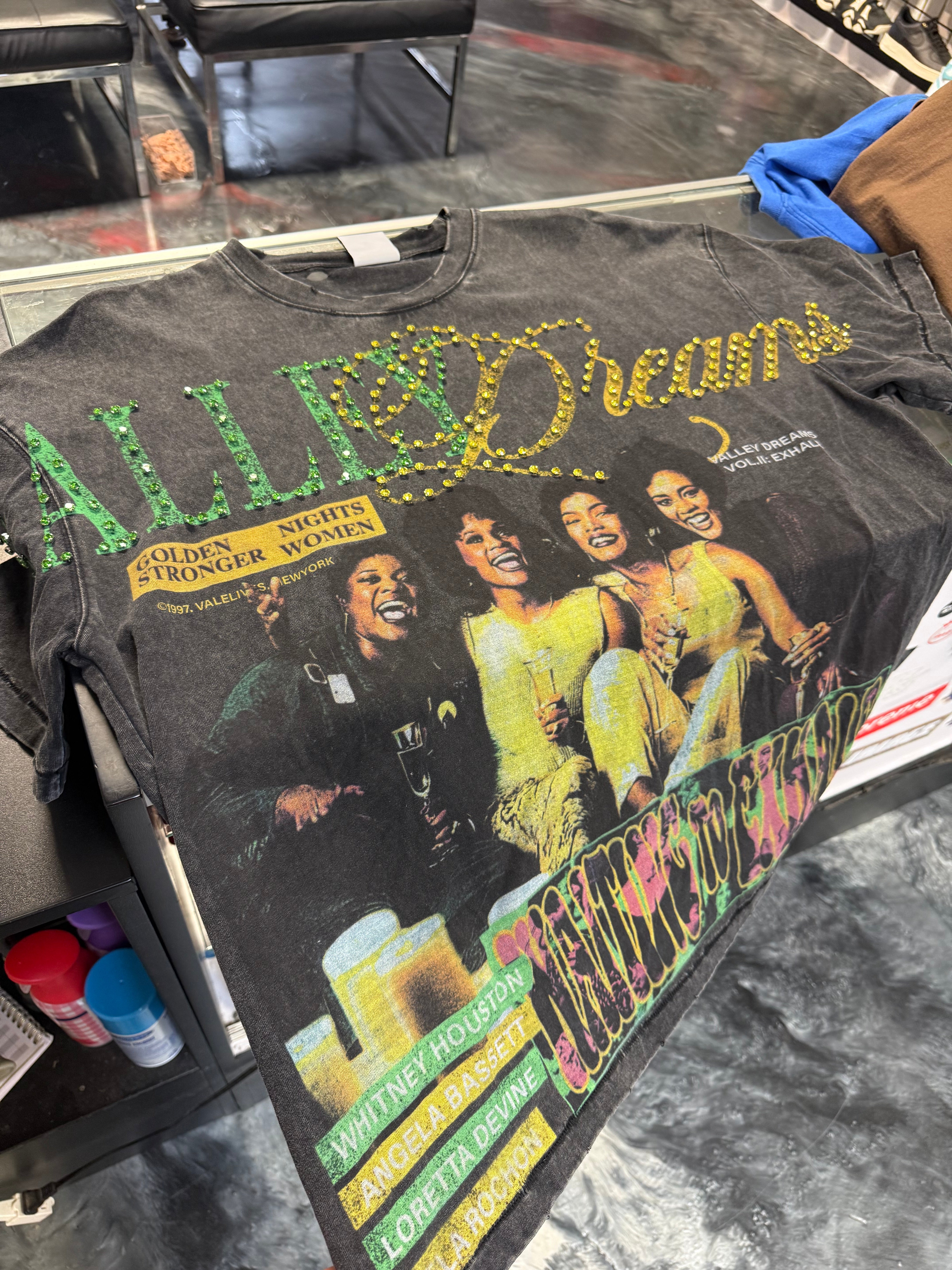 Size XL (Fits L) Vale Forever Xhale Bling Tee “Black”