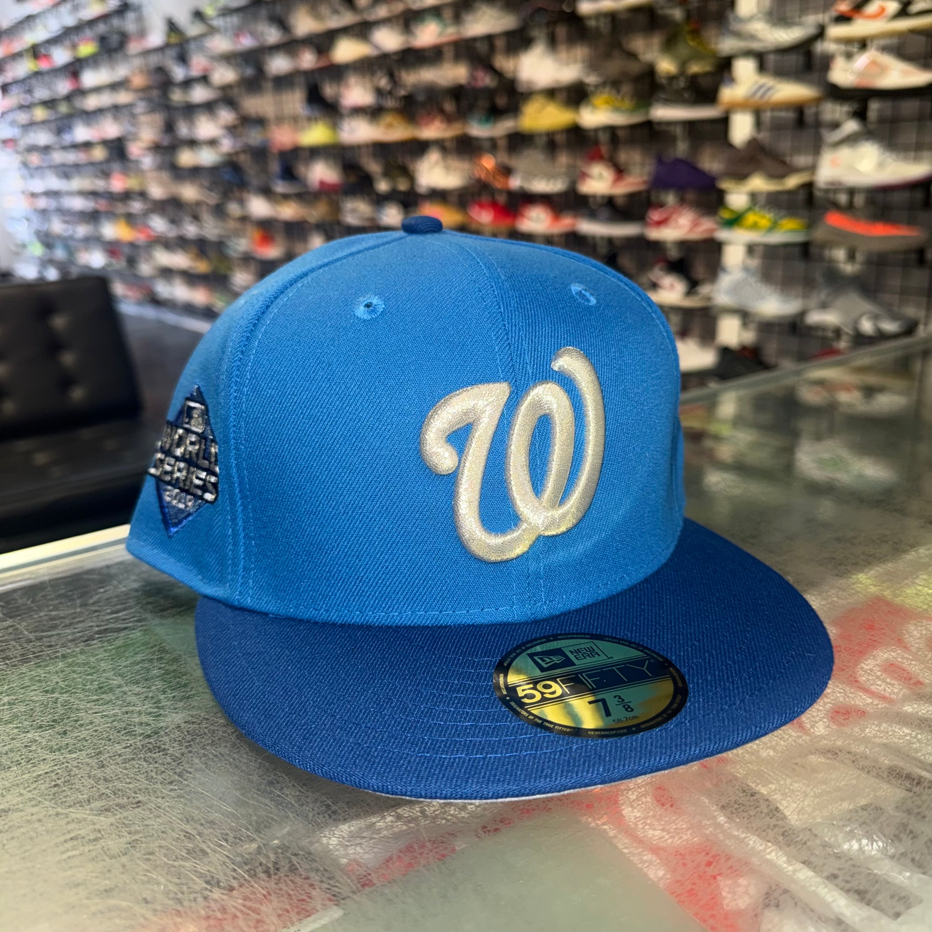 Size 7 3/8 New Era Fitted Hat “Nationals Multi Blue” Brand New