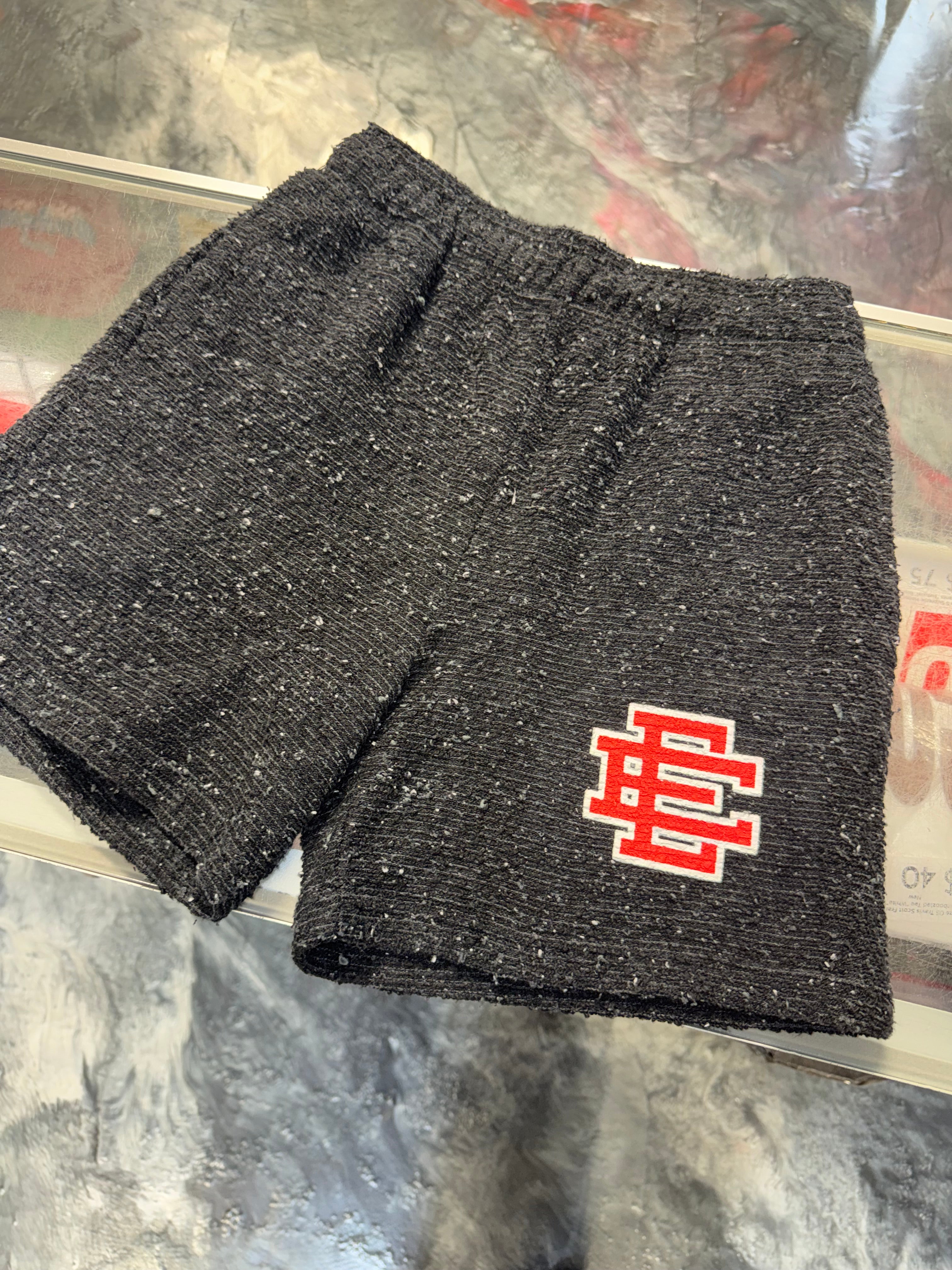 Size M Eric Emanuel EE Boucle Shorts “Black/Red”