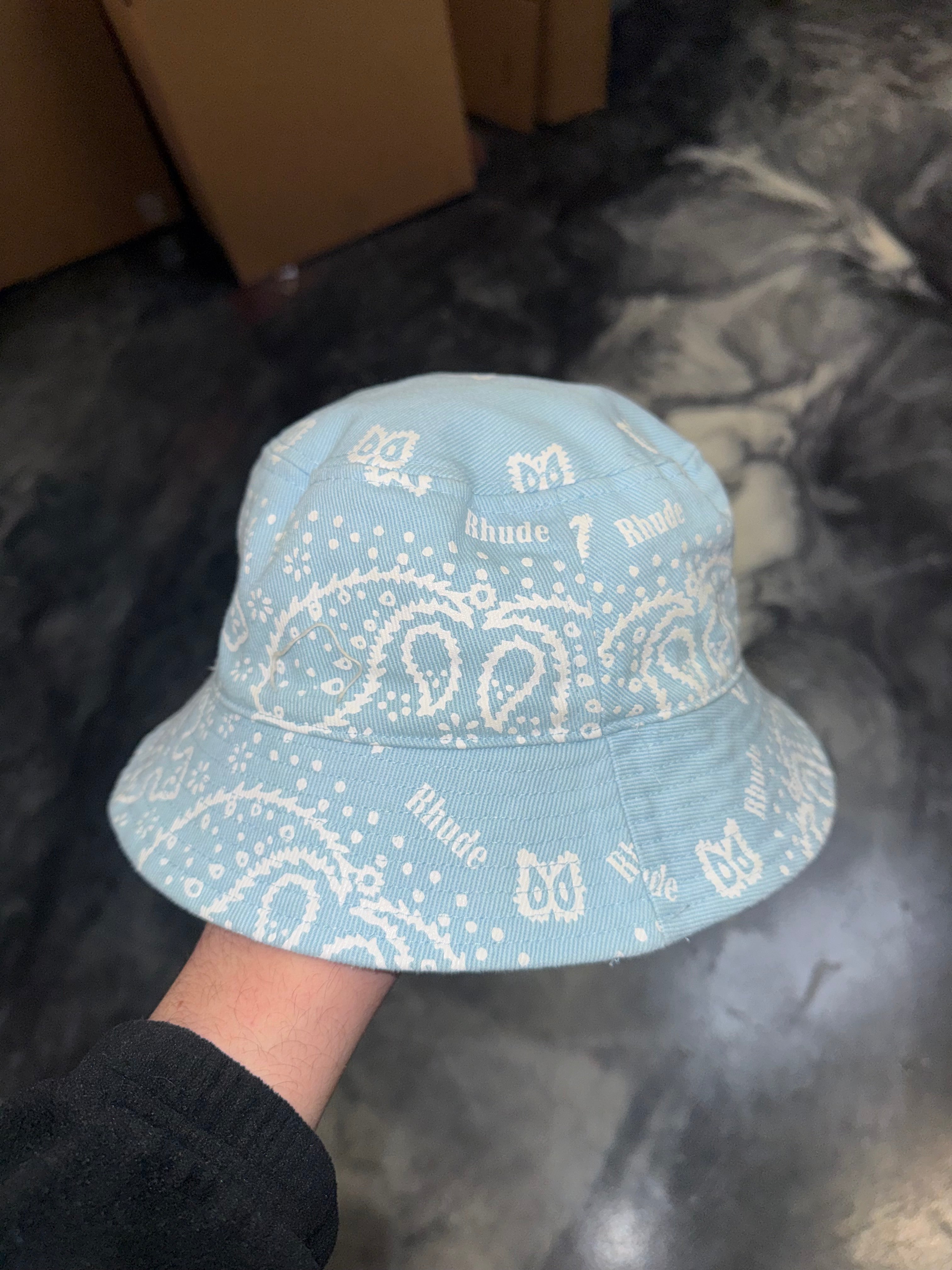 Size OS Rhude Paisley Bucket Hat “Blue”