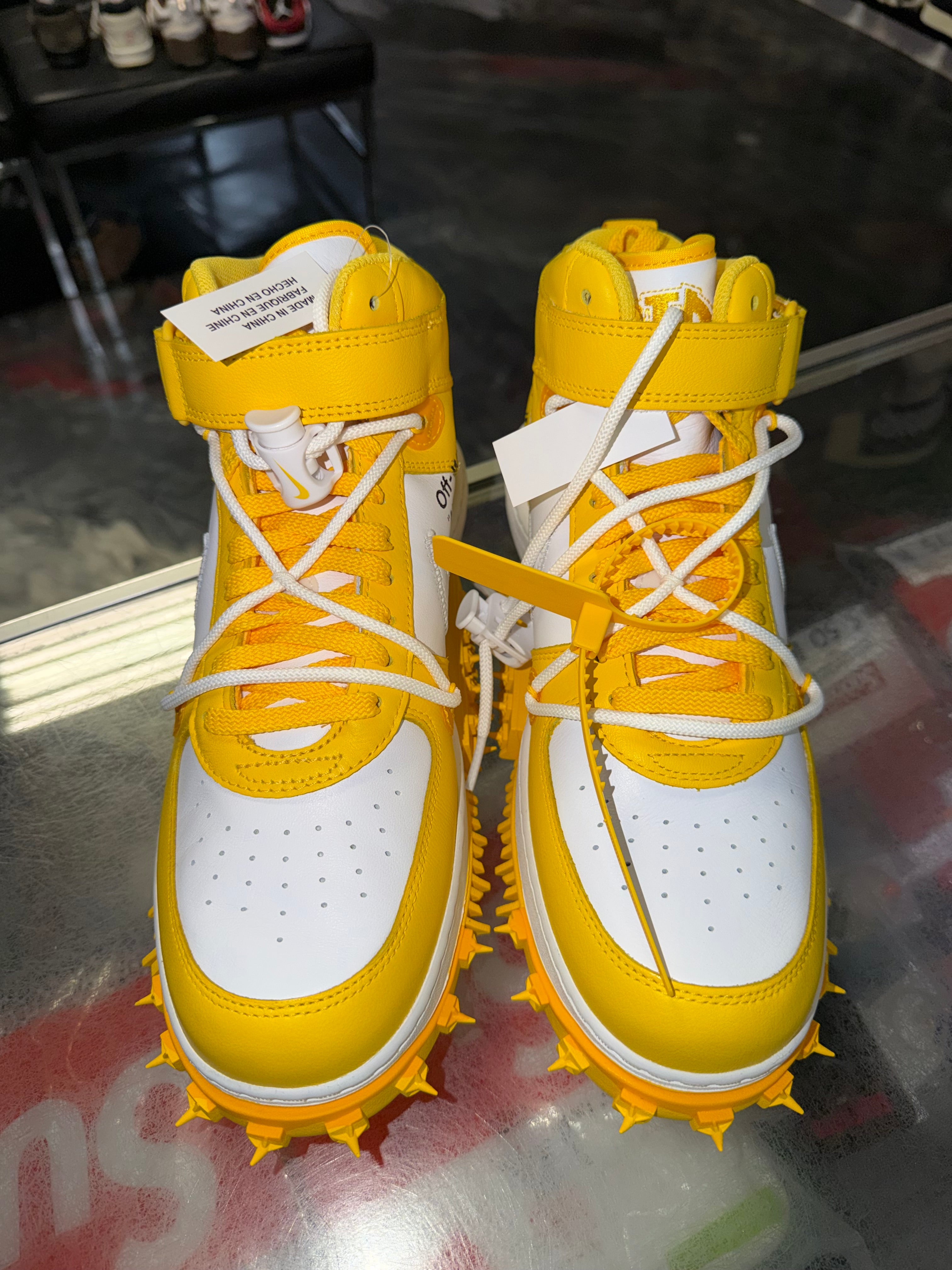 Size 11 Air Force 1 Mid Off-White "Varsity Maize" Brand New