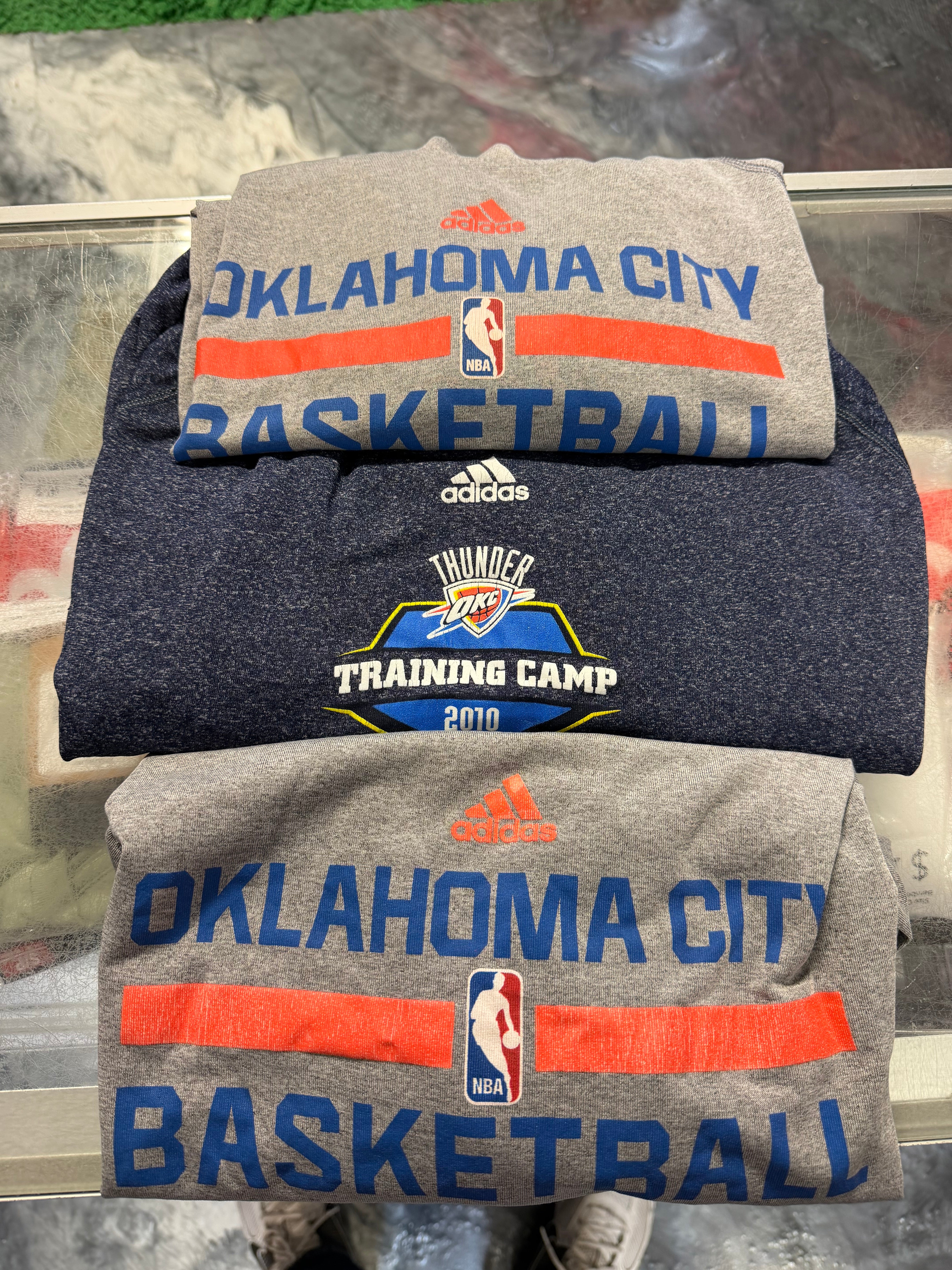 Large 3 Pack Adidas OKC Thunder Shirt Lot