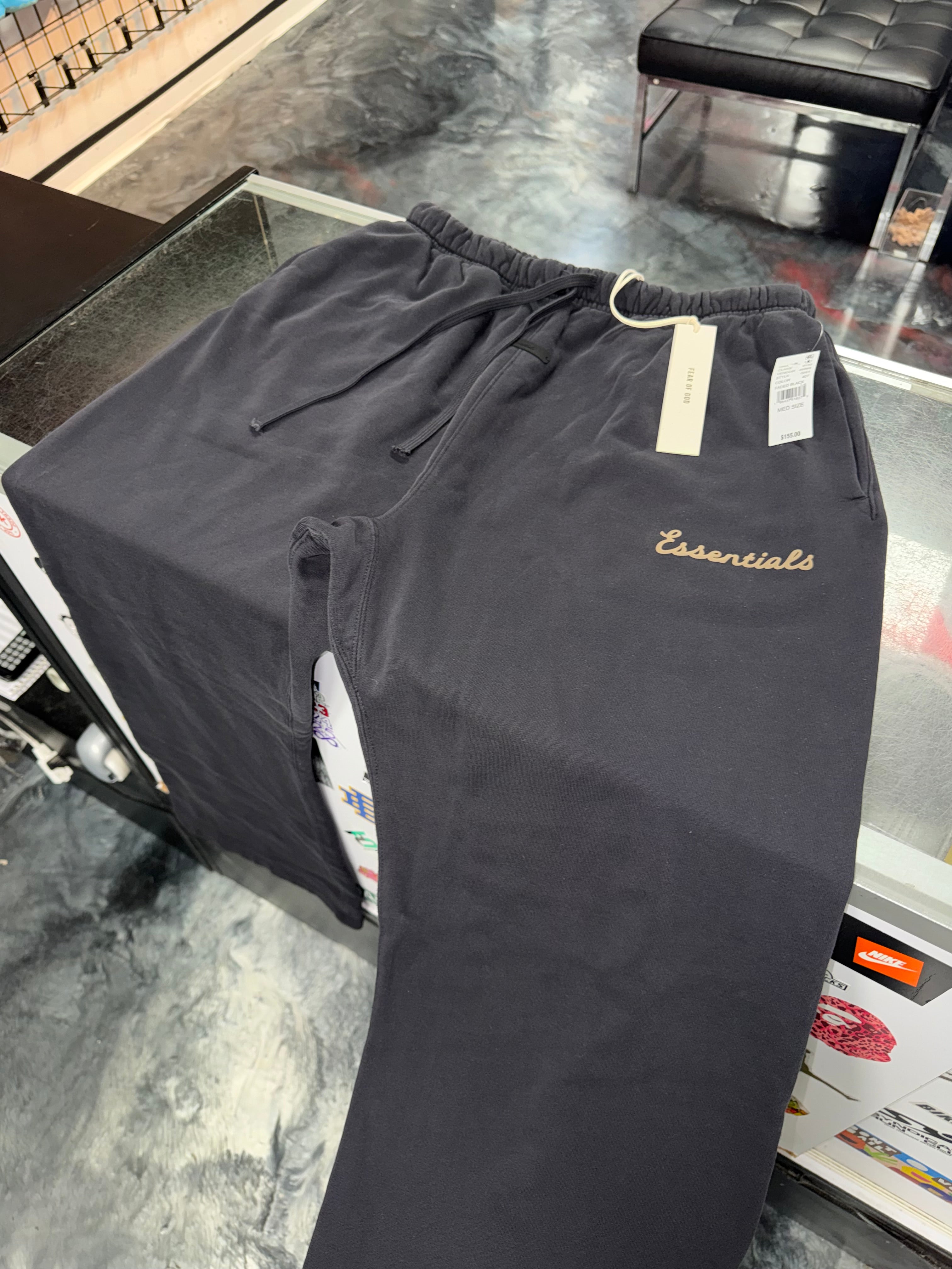 Size M (Fits L) Essentials FOG 90’s Flared Sweatpants “Faded Black” Brand New