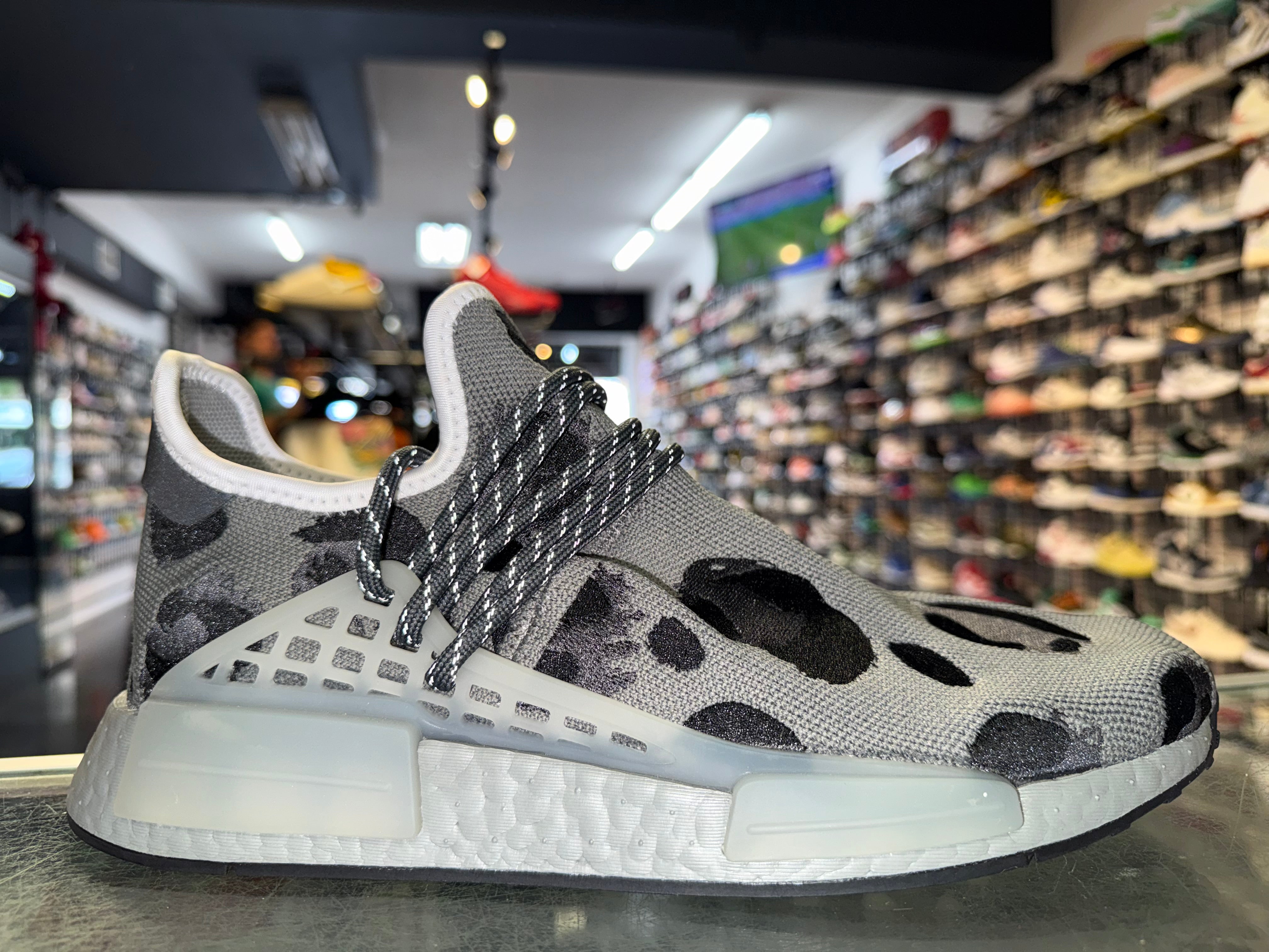 Size 9.5 Adidas NMD Human Race Pharrell "Animal Print Ash Grey"