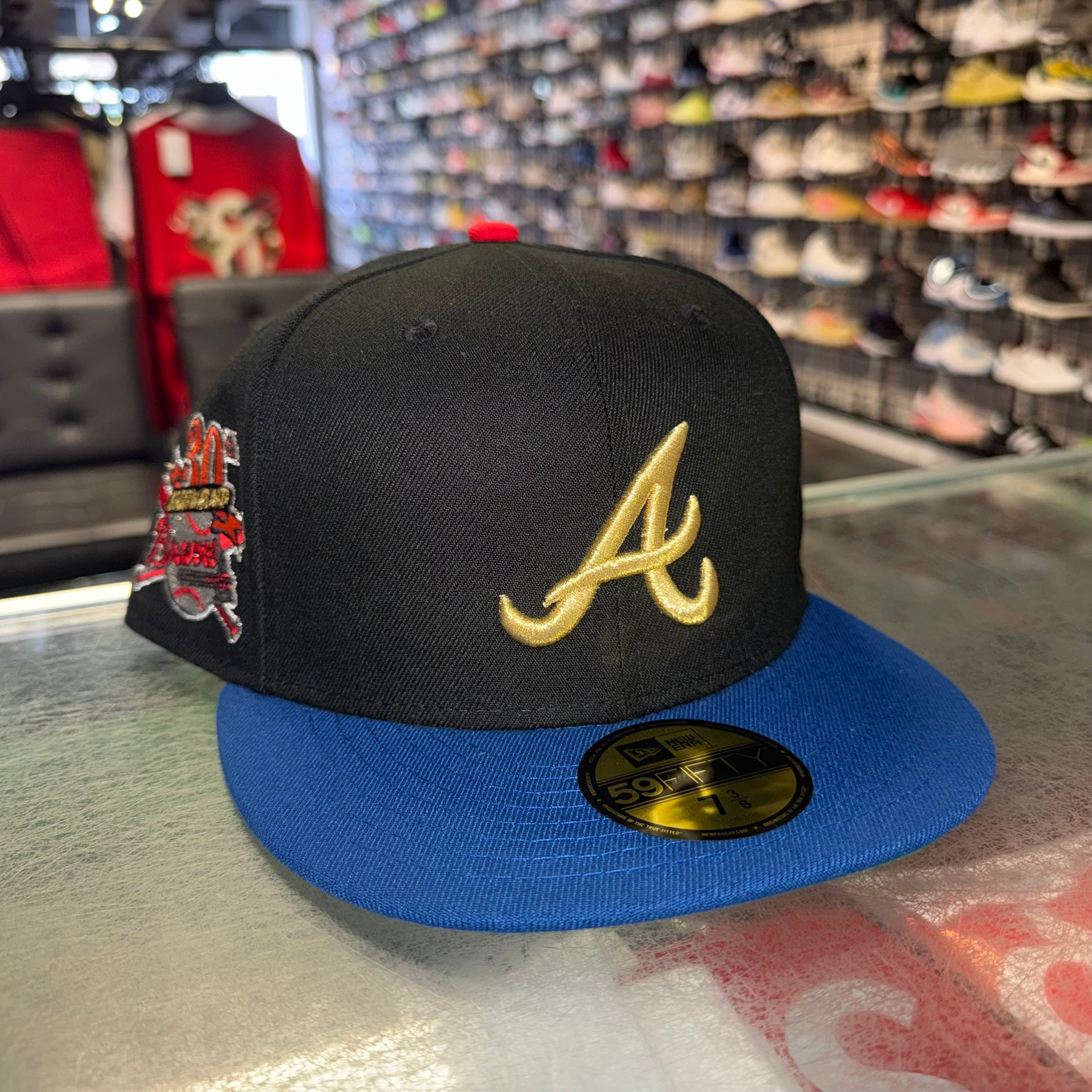 Size 7 3/8 New Era Fitted Hat “Braves 30th Blue/Black” Brand New
