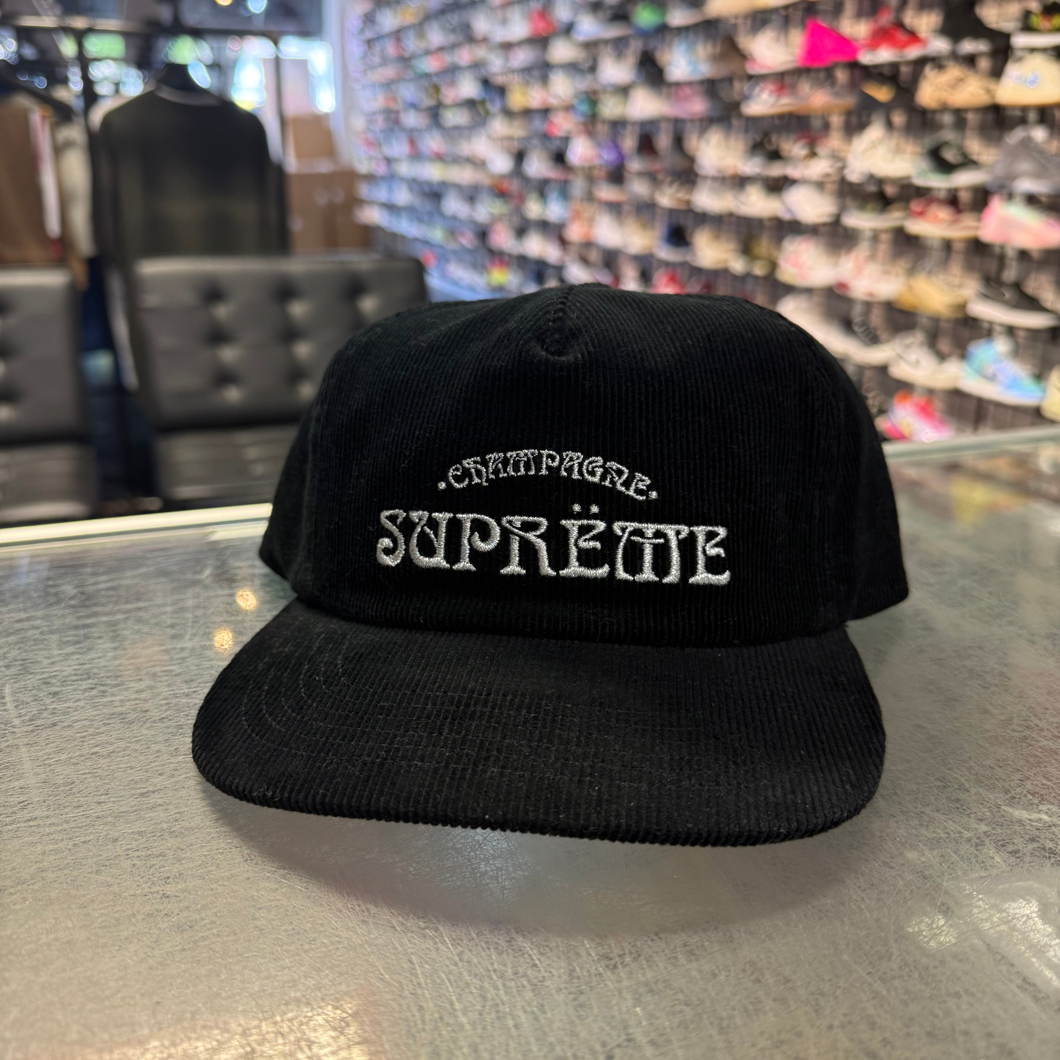 Size OS Supreme Corduroy SnapBack Hat “Black” Worn 1x