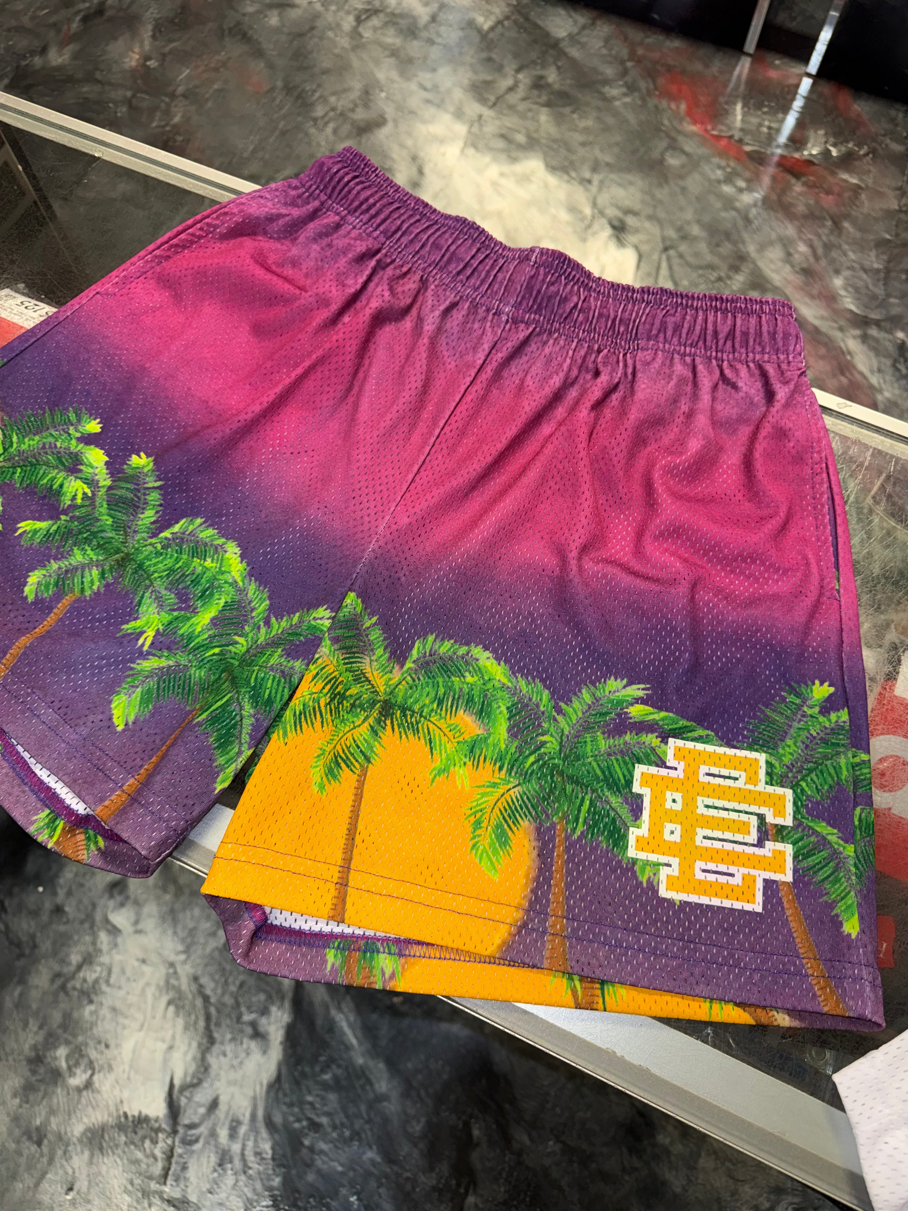Size XL Eric Emanuel EE Shorts “Purple Palms”