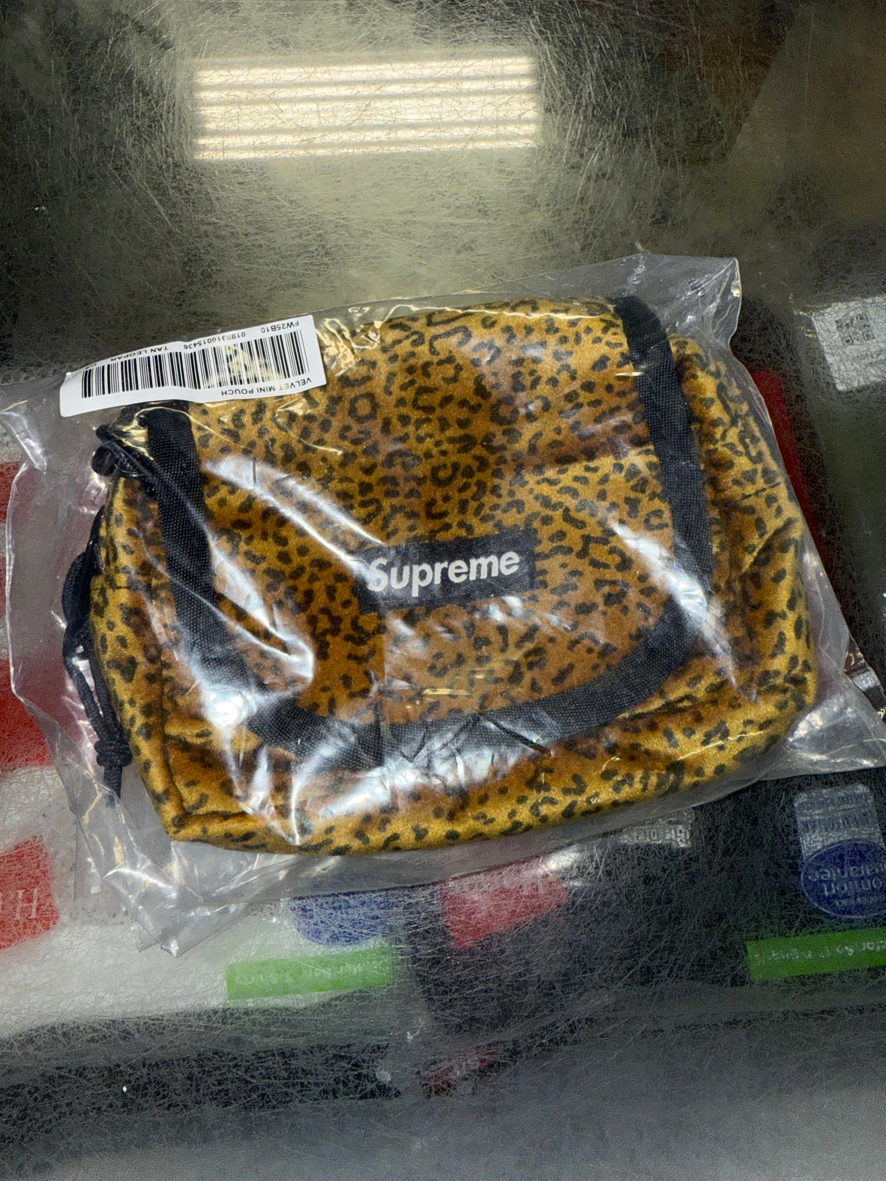 Supreme Velvet Mini Pouch “Leopard” Brand New