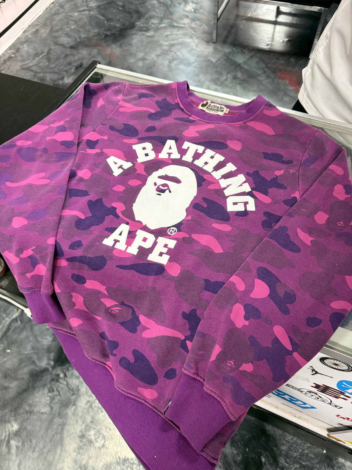 Size M (Fits S) Bape ABC Camo Crewneck “Purple”