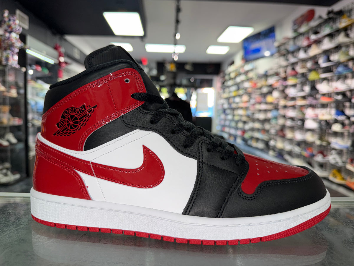 Size 11 Air Jordan 1 Mid "Patent Bred Toe" Brand New