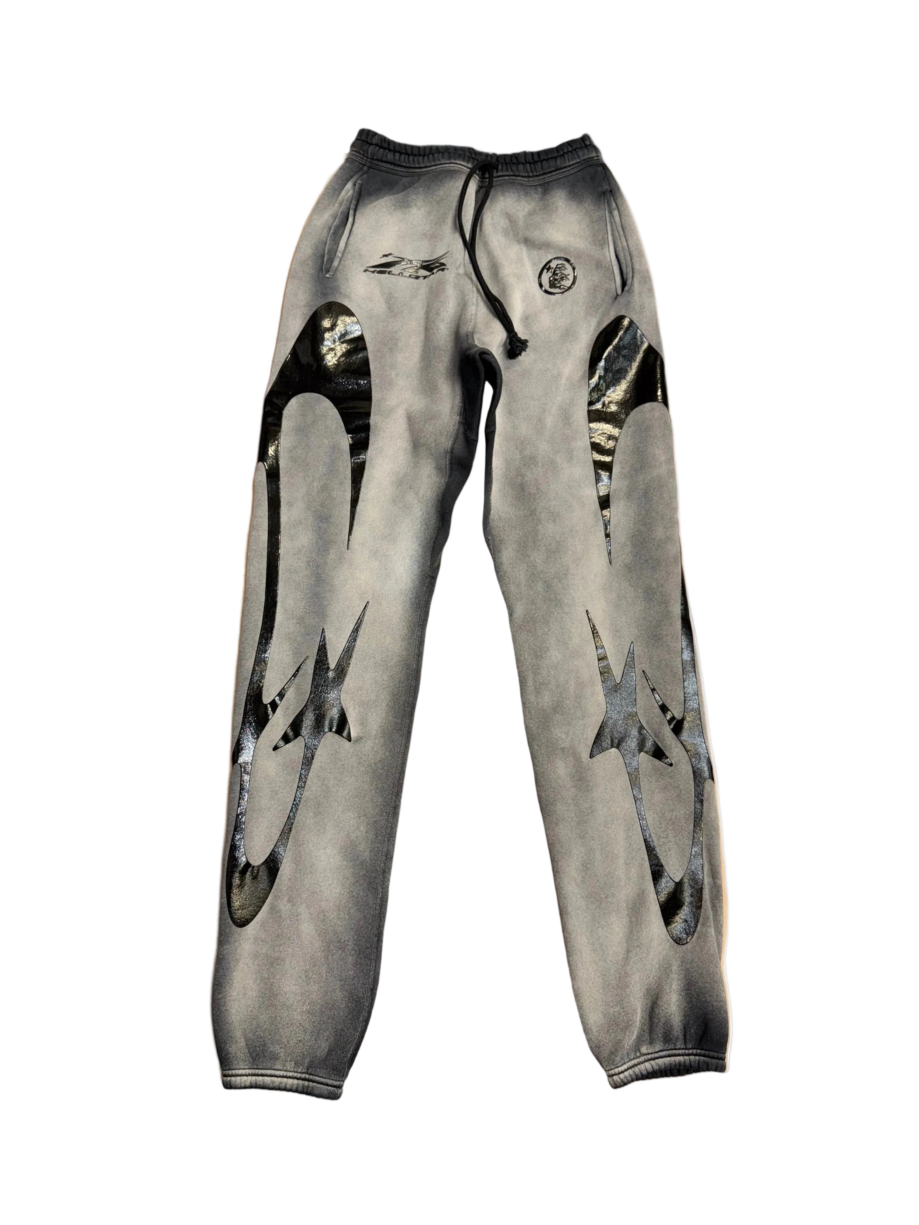 Size XS (Fits S) Hellstar Shooting Stars Sweatpants “Washed Black”