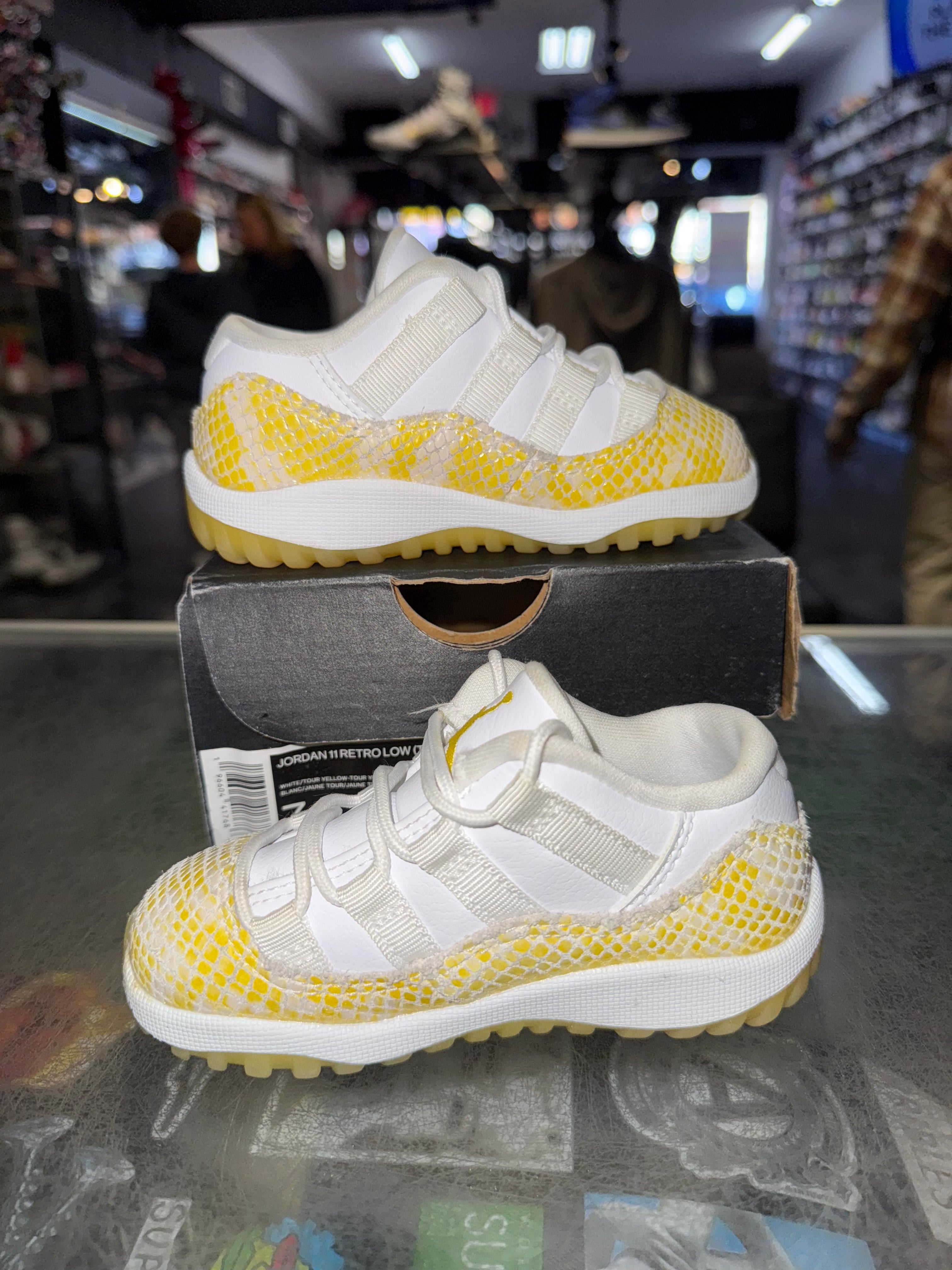 Size 7c Jordan 11 Low “Yellow Snakeskin” (TD)