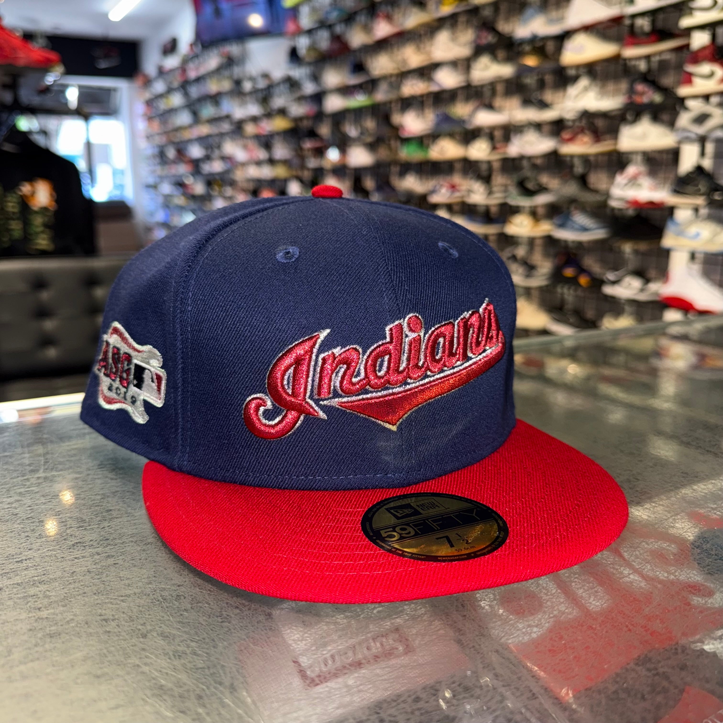 Size 7 1/2 New Era Fitted Hat “Indians Blue” Brand New