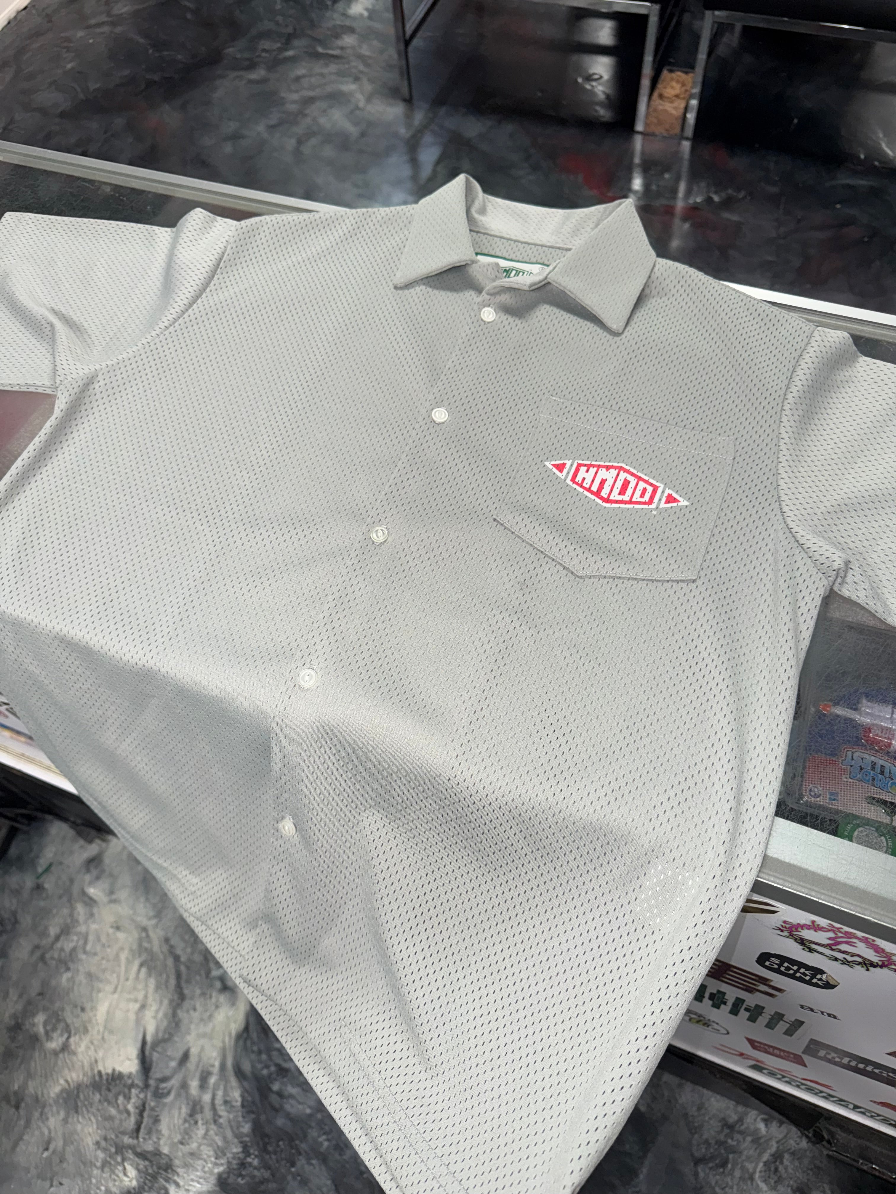 Size S (Fits M) HMDD Mesh Baseball Jersey “Grey”