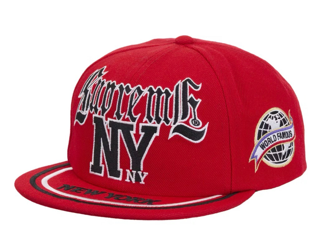 Size OS Supreme NY Big English 6-Panel Hat “Red/Black” Brand New