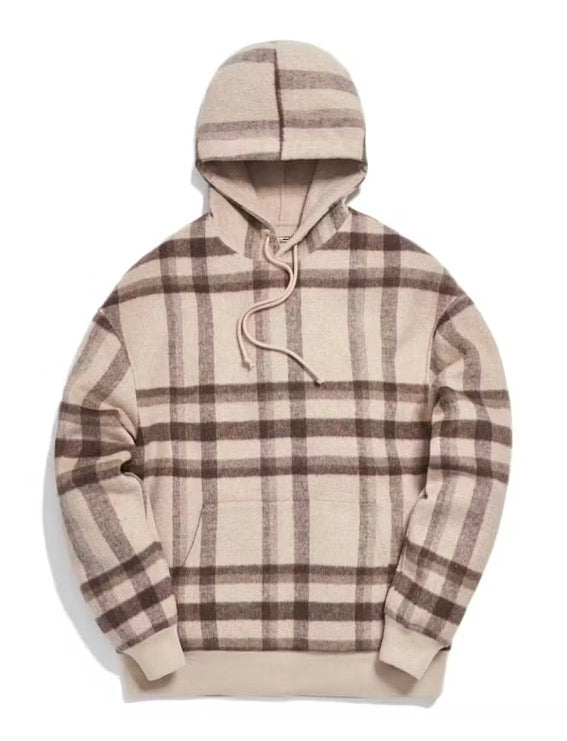 Size M Kith Wool Reversible Hoodie "Brown Plaid"