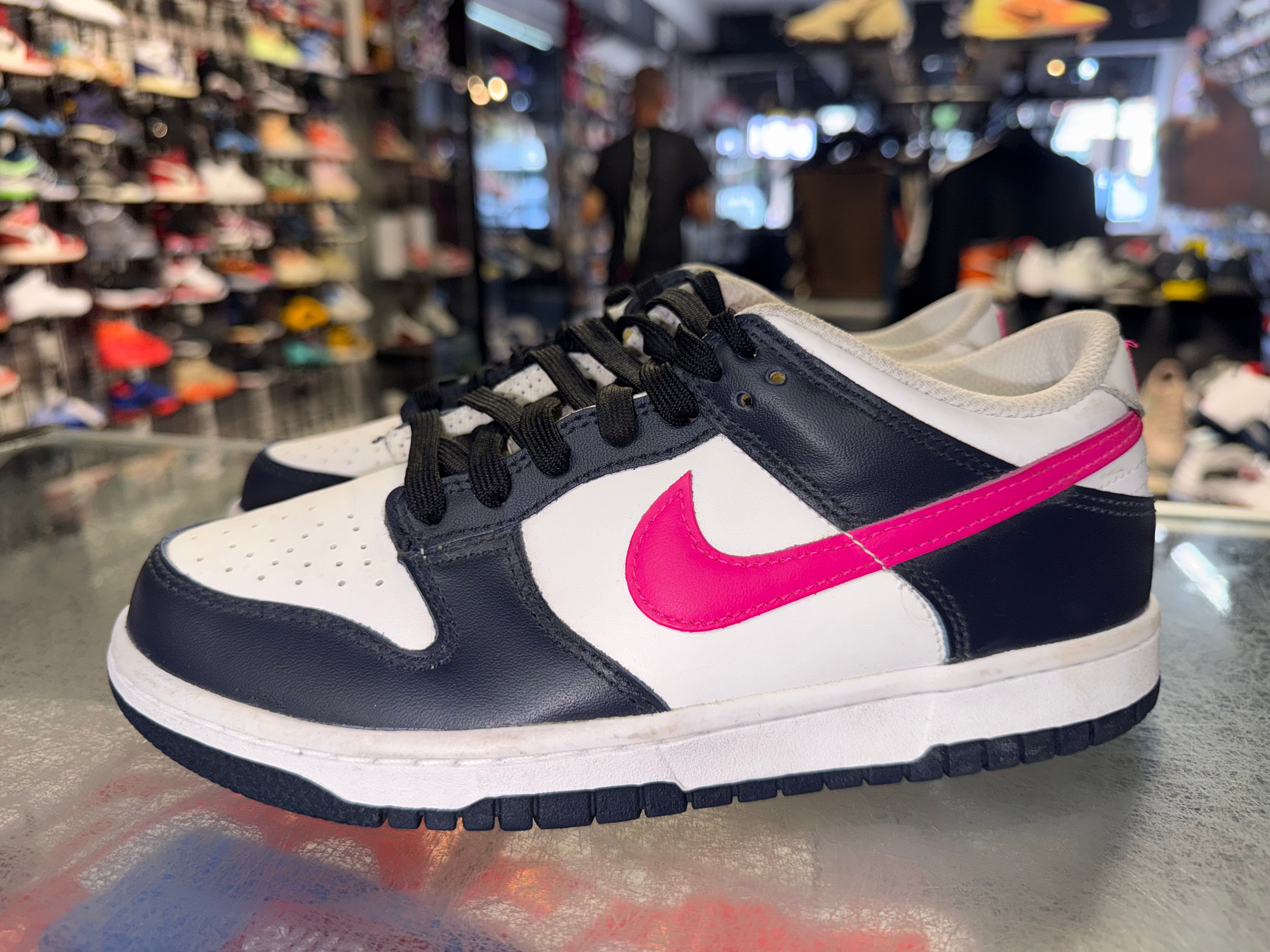 Size 5.5y Dunk Low “Navy/Pink”