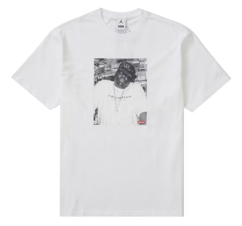 Size XL Supreme x Air Jordan Biggie Tee “White”