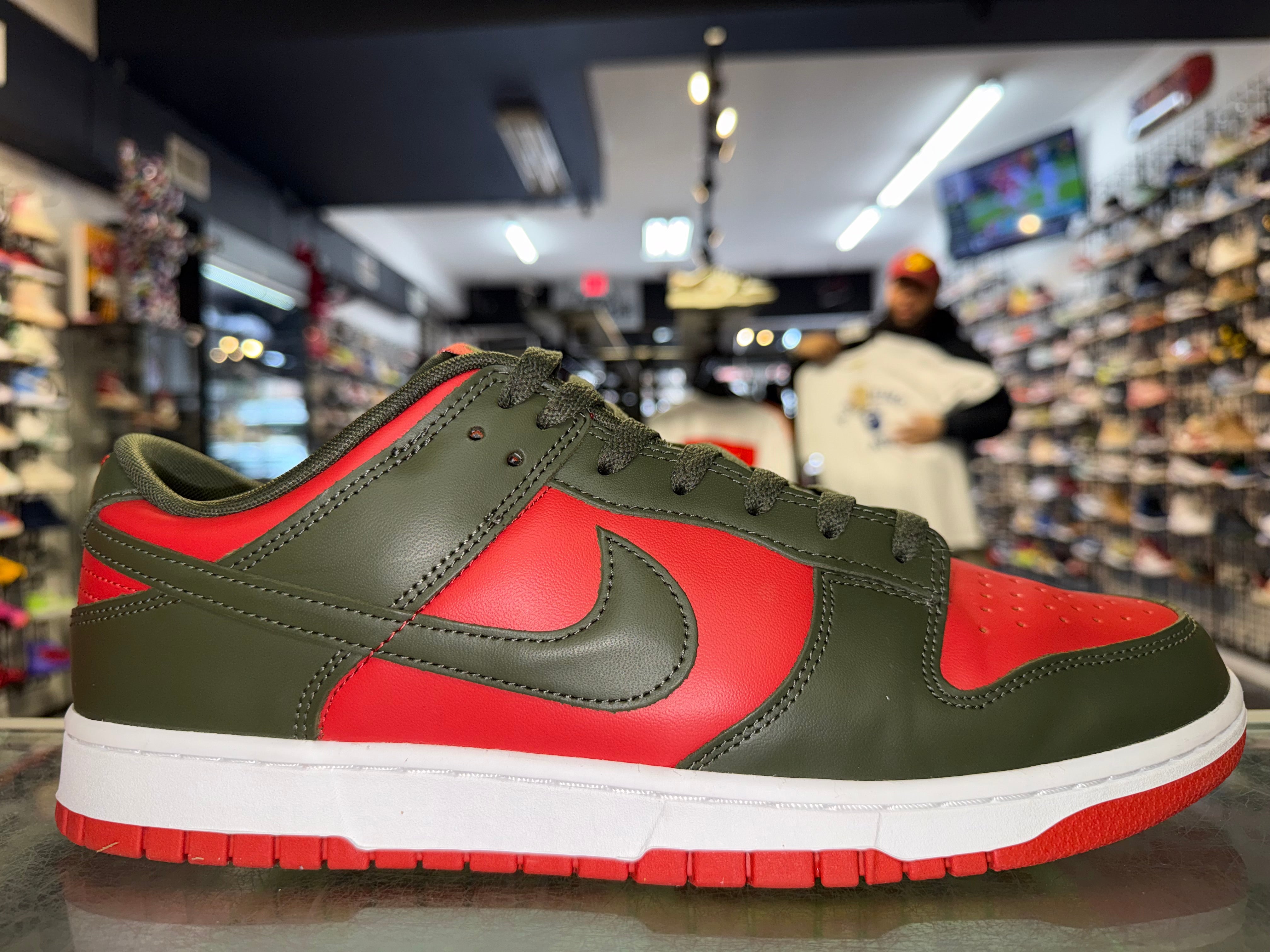 Size 13 Dunk Low "Mystic Red Cargo Khaki"