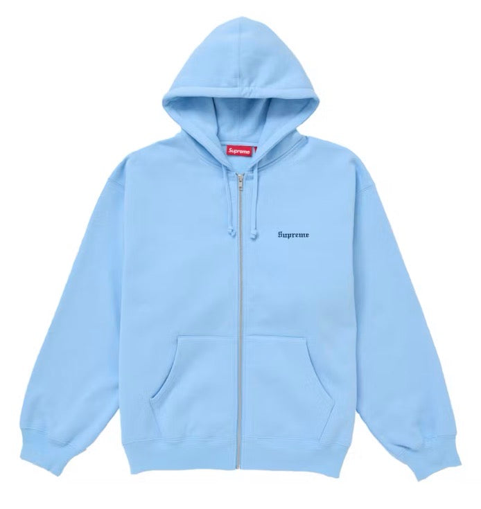 Size XL Supreme Studded Zip Up Hoodie “Light Blue”