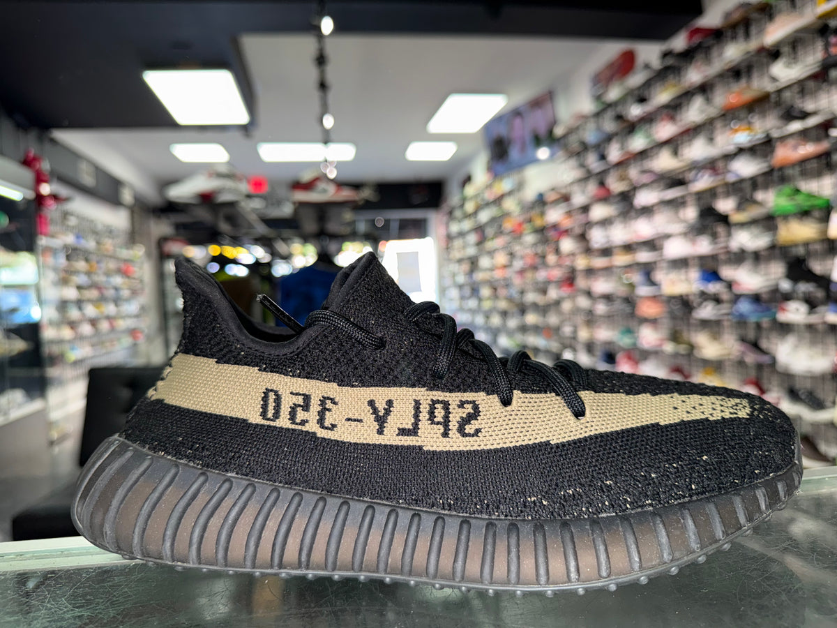 Size 9 Yeezy Boost 350 V2 "Core Black Green"